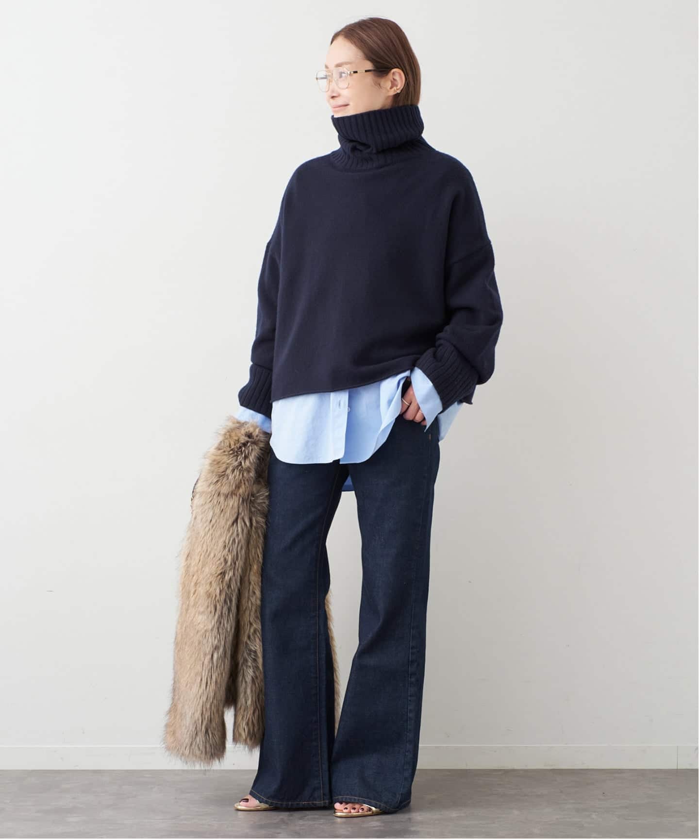 Cropped タートルネック ニット（ニット／セーター）｜Deuxieme