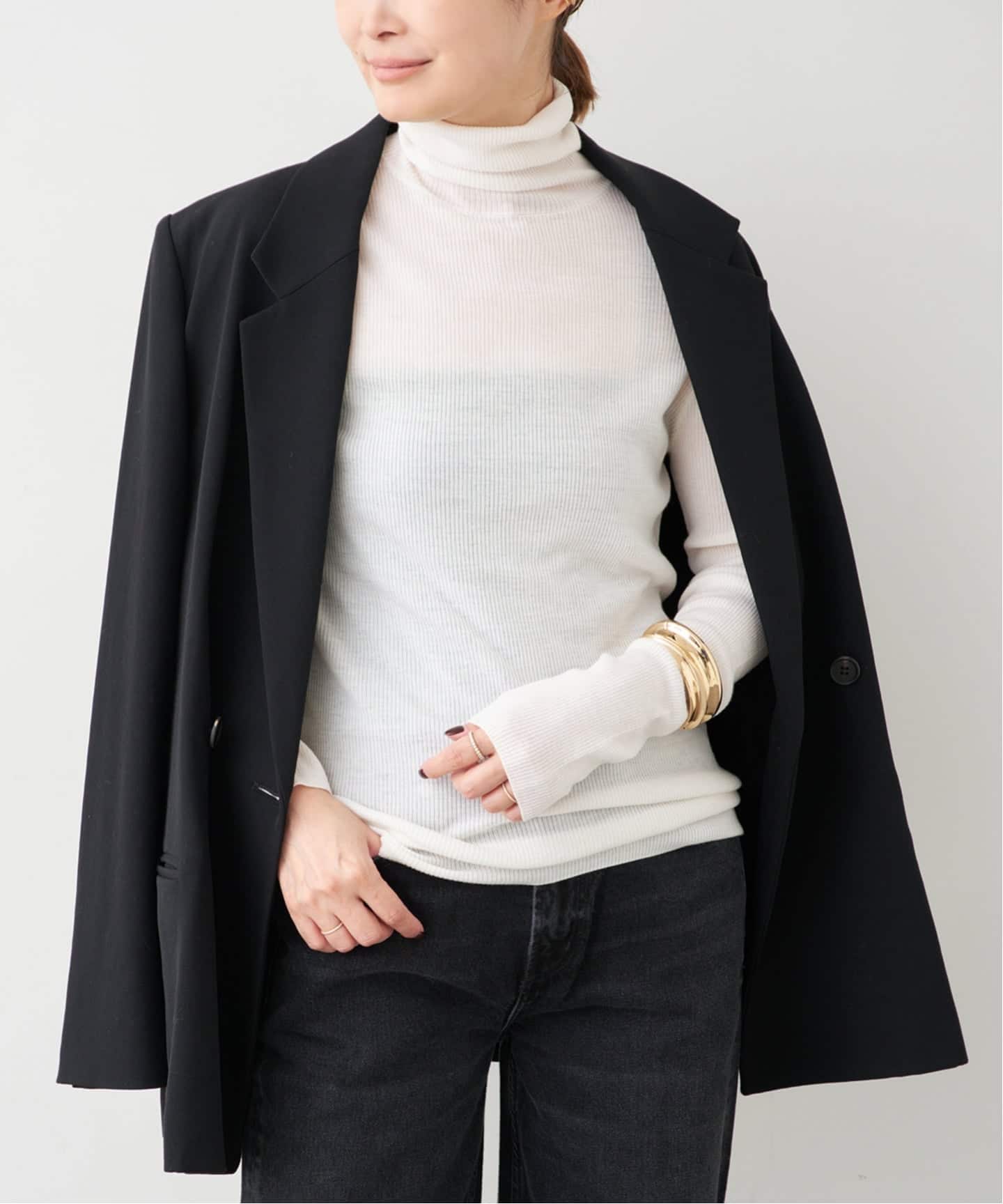 Wool Sheer Rib タートルネック プルオーバー（ニット／セーター