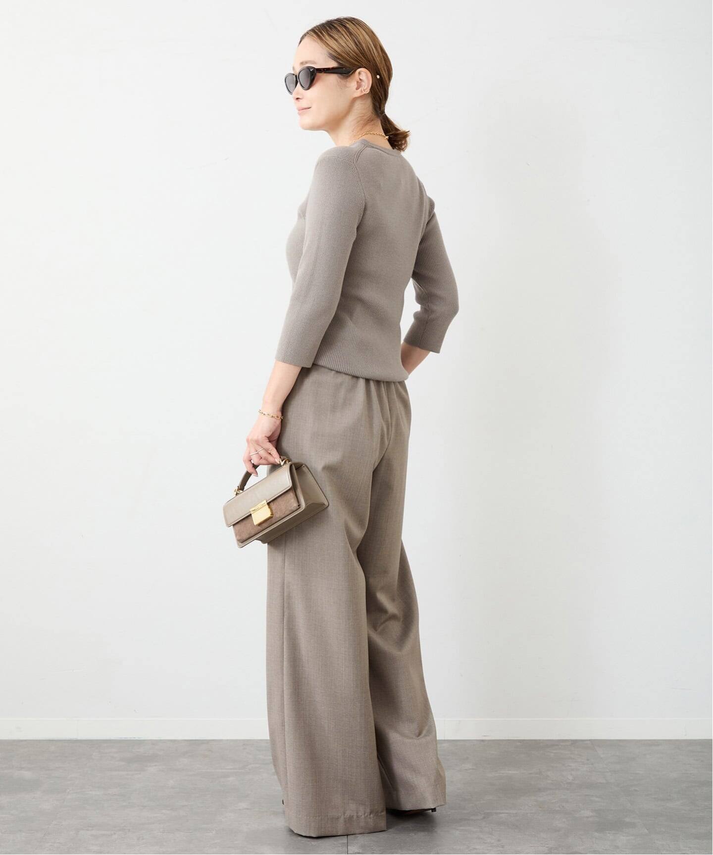 Deuxieme Classe Ribクルーネックプルオーバー　グレー Rib クルーネック プルオーバー（ニット／セーター）｜Deuxieme