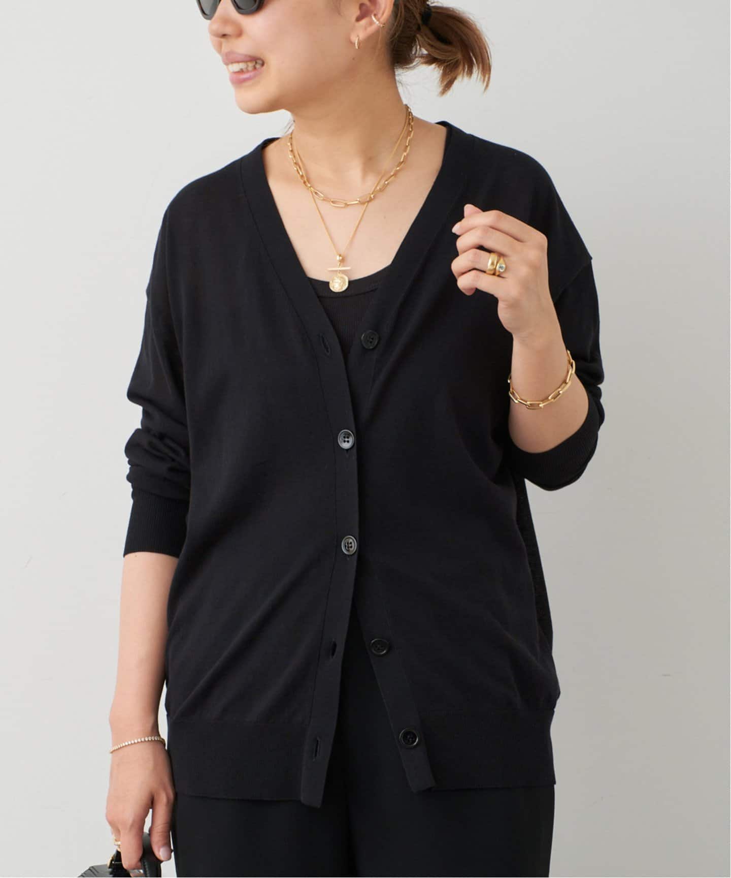 Fine Cotton Vネック カーディガン（ニット／セーター