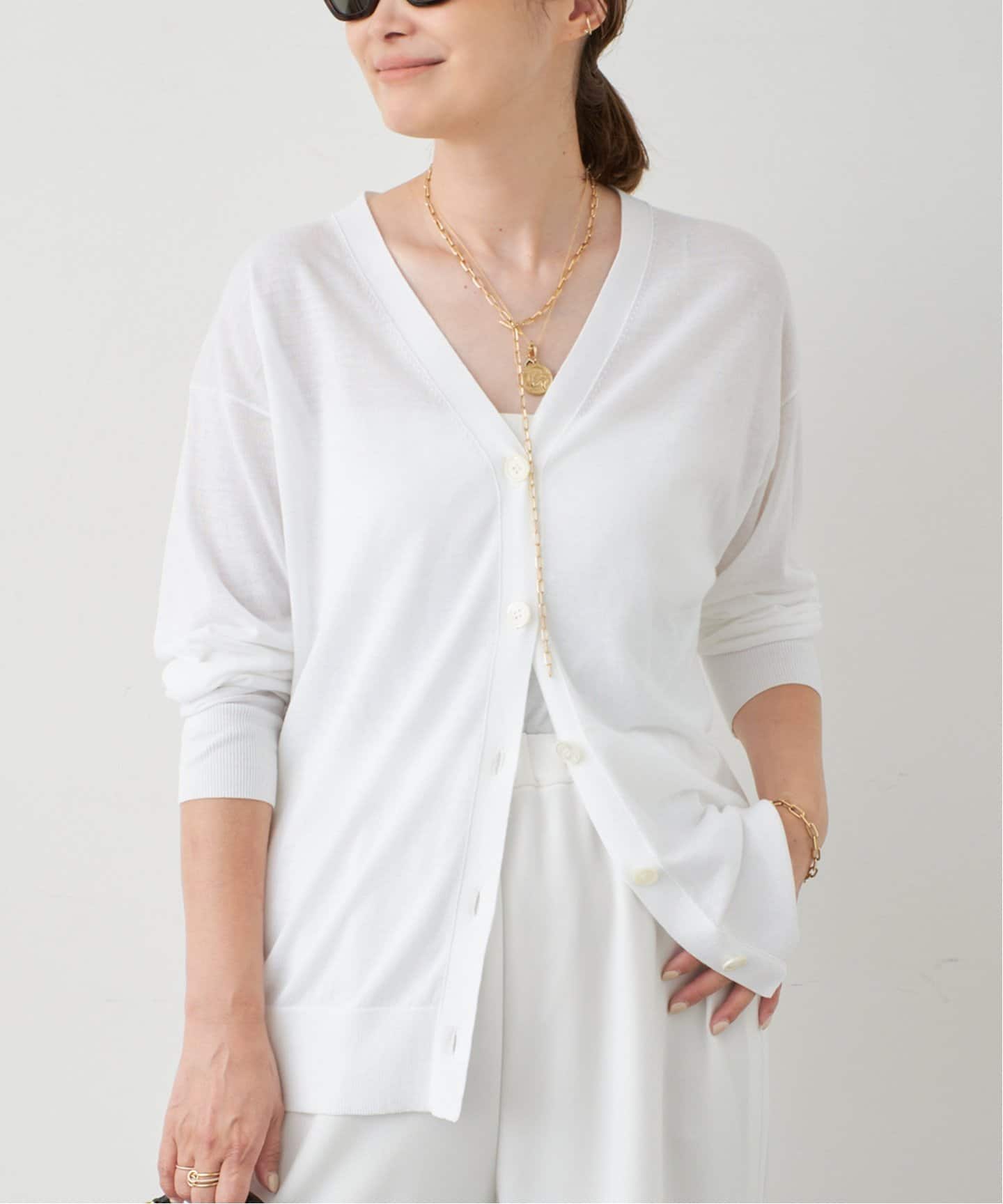 Deuxieme Classe*Cotton SheerVネック カーディガン Deuxieme Classe ドゥーズィエムクラス 23SS Cotton Sheer V