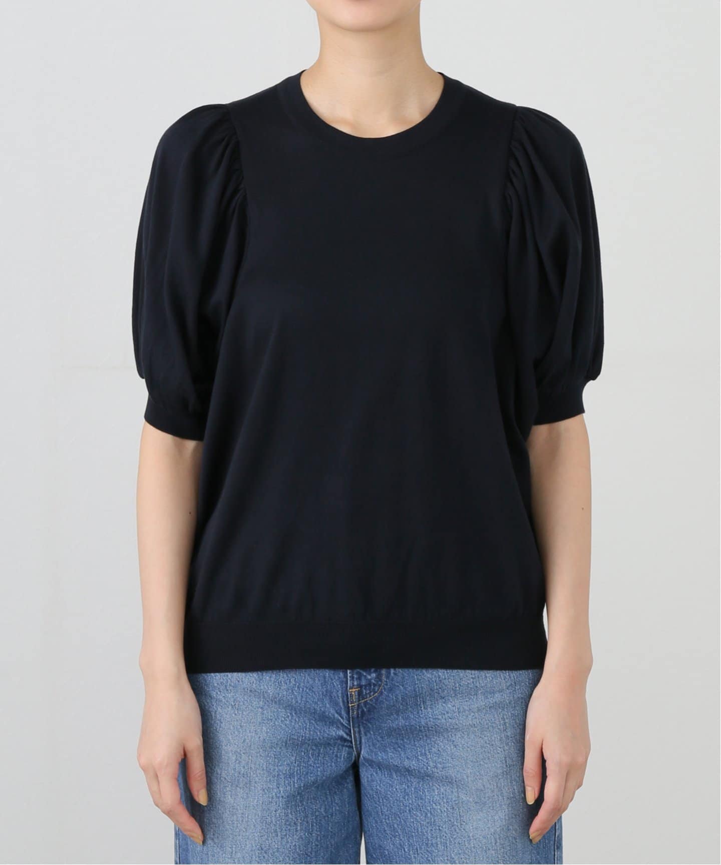 LOWER/ローヴァー】18G Gathered Sleeve Top（ニット／セーター