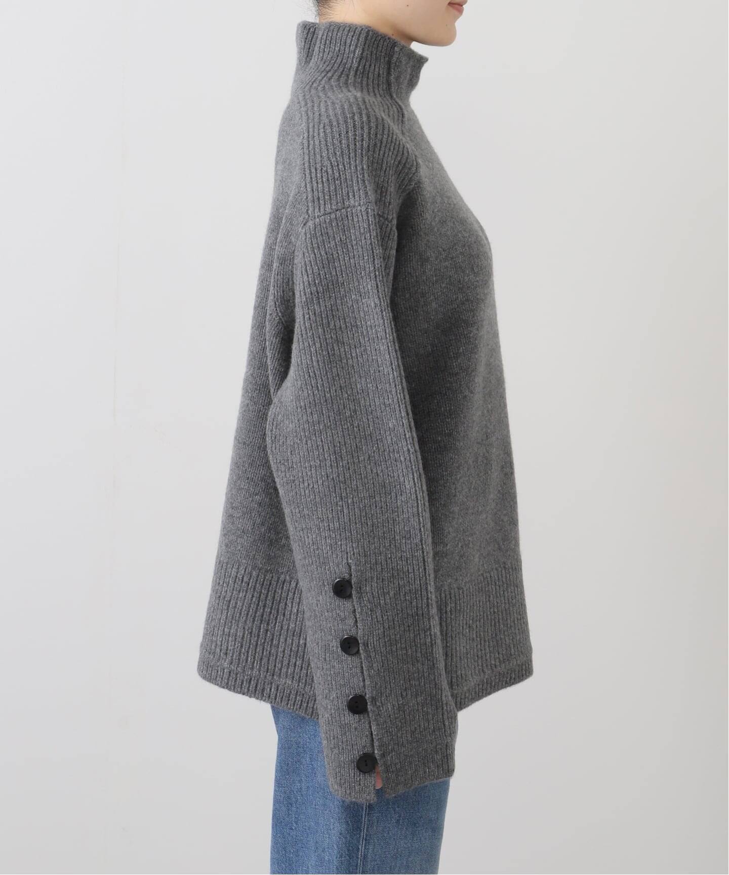 【美品】Maria McManus マリアマクマナス カシミヤ コットン ニット MARIA MCMANUS/マリアマクマナス】Button Mock Neck（ニット／セーター