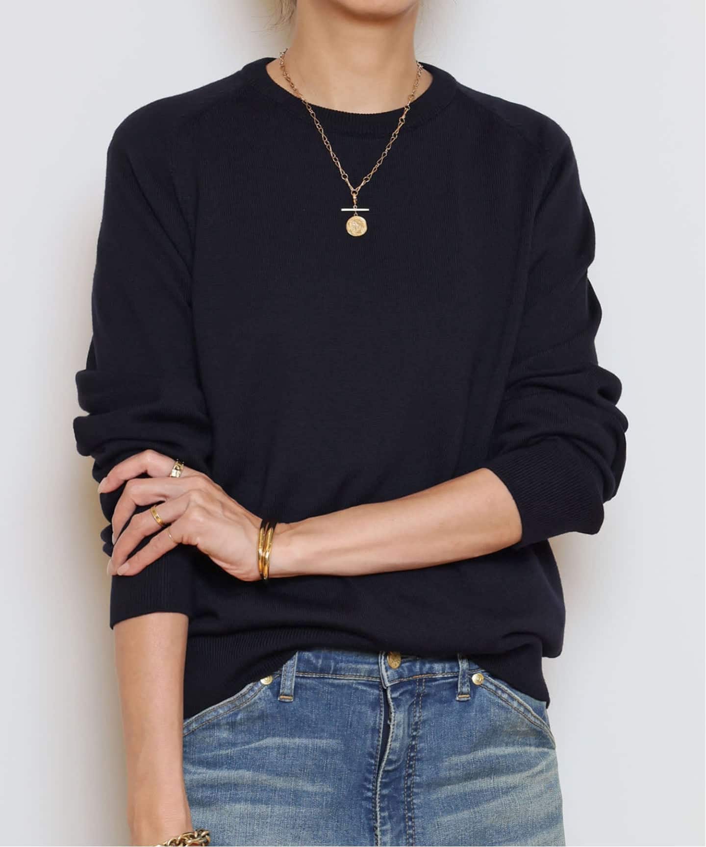 ▼近年✨ミューズドゥーズィエムクラス WISH クルーネック プルオーバー 紺 WISH クルーネックプルオーバー（ニット／セーター）｜MUSE de