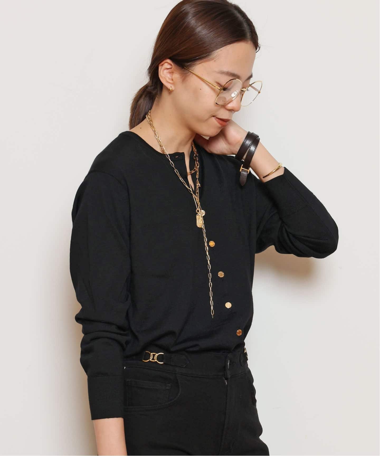 ミューズ ドゥーズィエムクラス FF30 クルーネック カーディガン 金ボタン FF30 TODAY クルーネック カーディガン（ニット／セーター