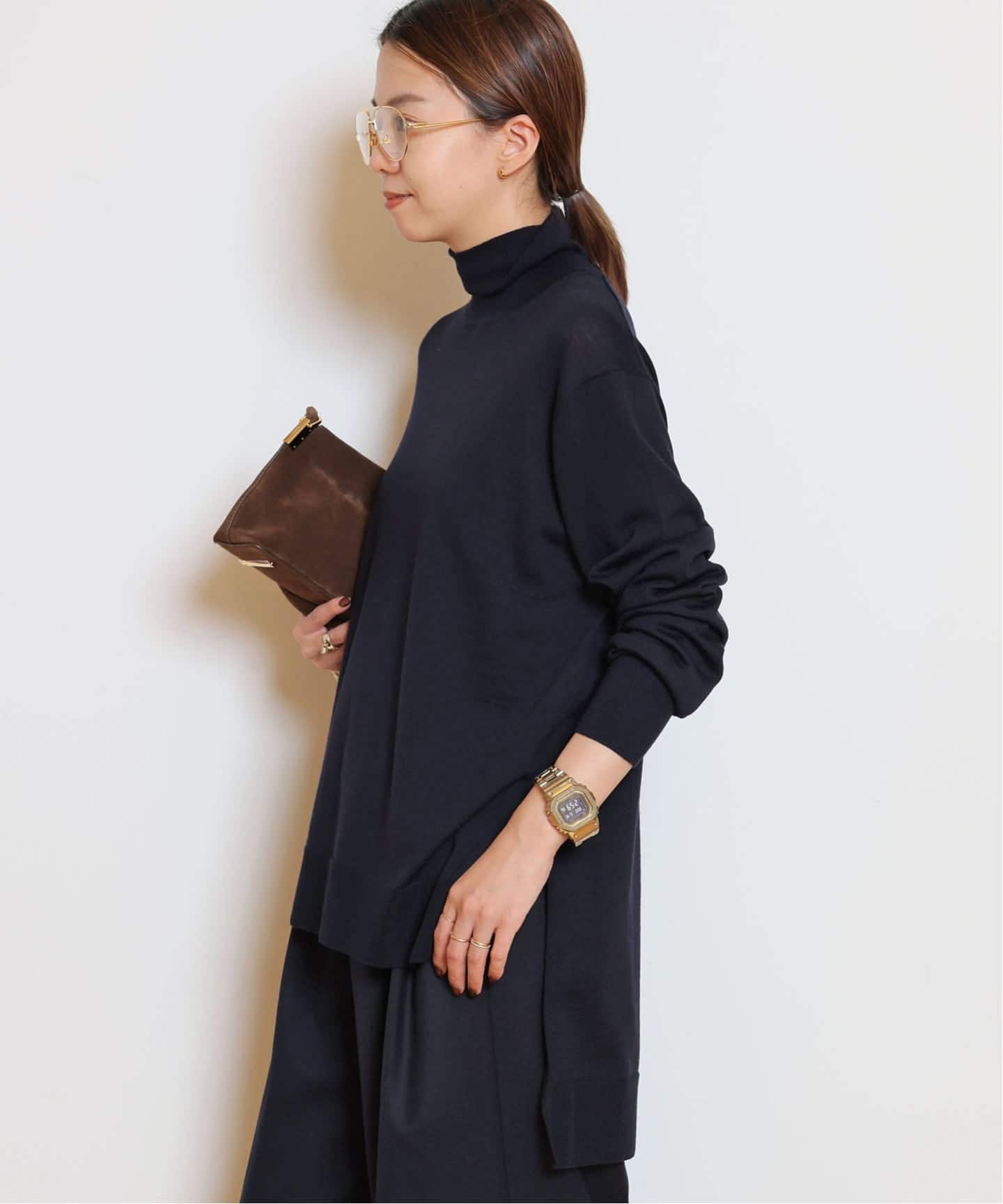 現行✨ドゥーズィエムクラス　オーバーサイズ　タートルニット　ウール　スリット　紺 Deuxieme Classe（ドゥーズィエムクラス）の「J CODE