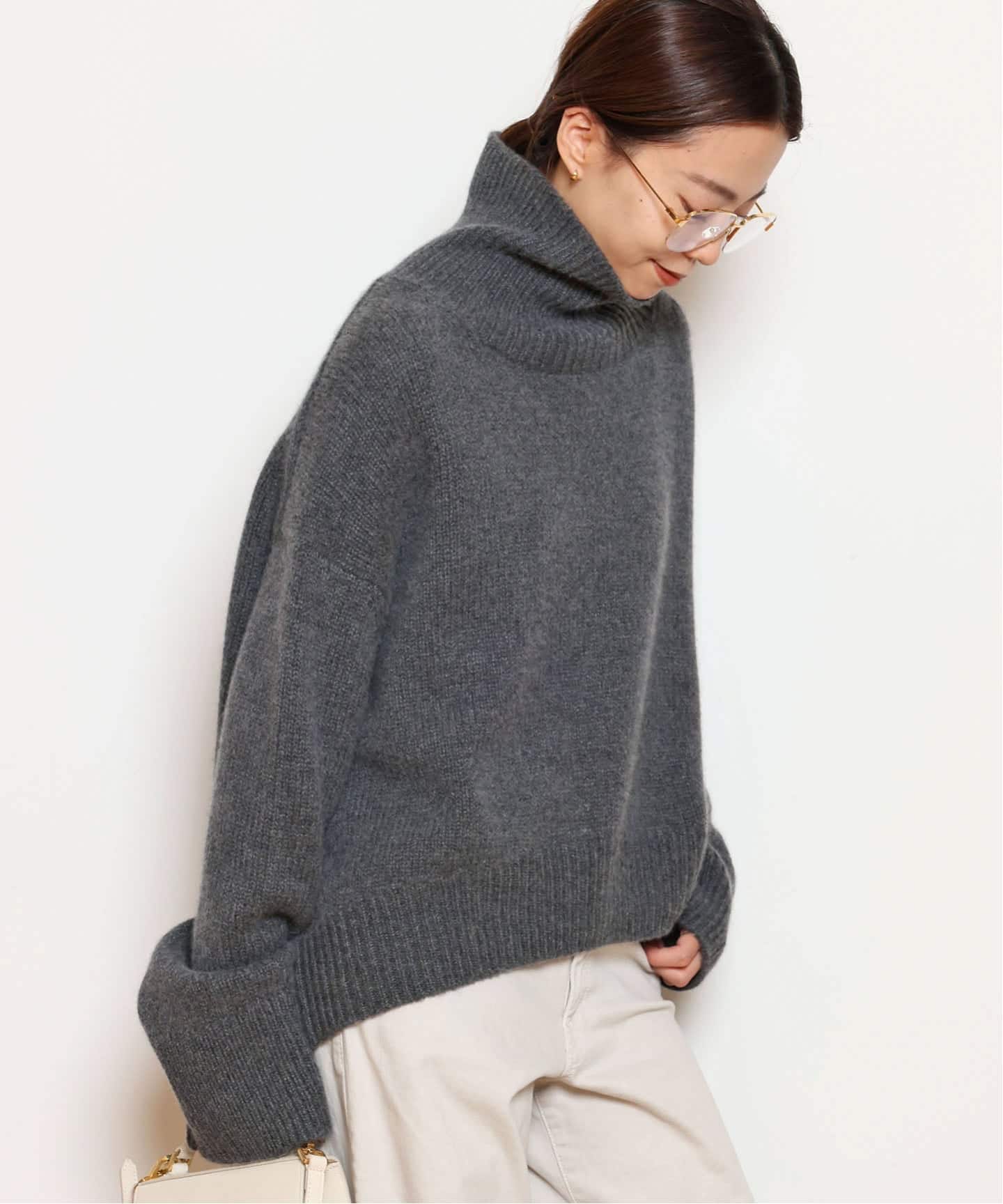 【新品】ドゥーズィエムクラス　リブタートルネック　ニット　グレー　ウール リブタートルニット グレー | SINME