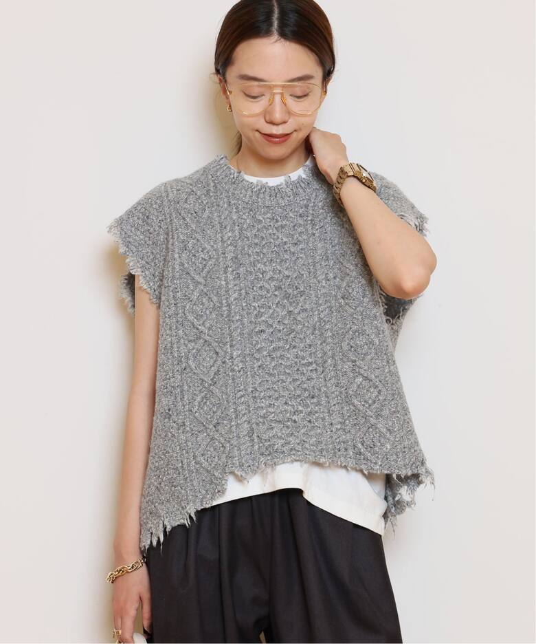 R13/アールサーティーン】BOYFRIEND CABLE SWEATER ベスト（ベスト 