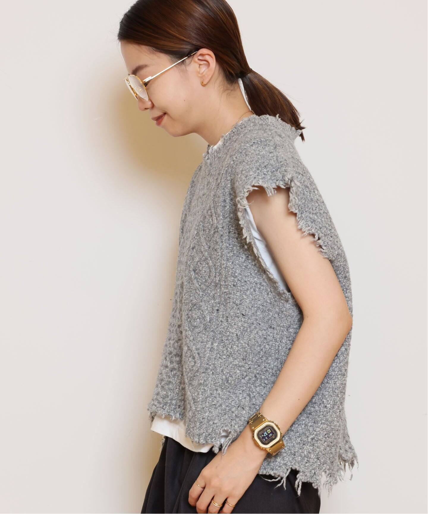 R13/アールサーティーン】BOYFRIEND CABLE SWEATER ベスト（ベスト 