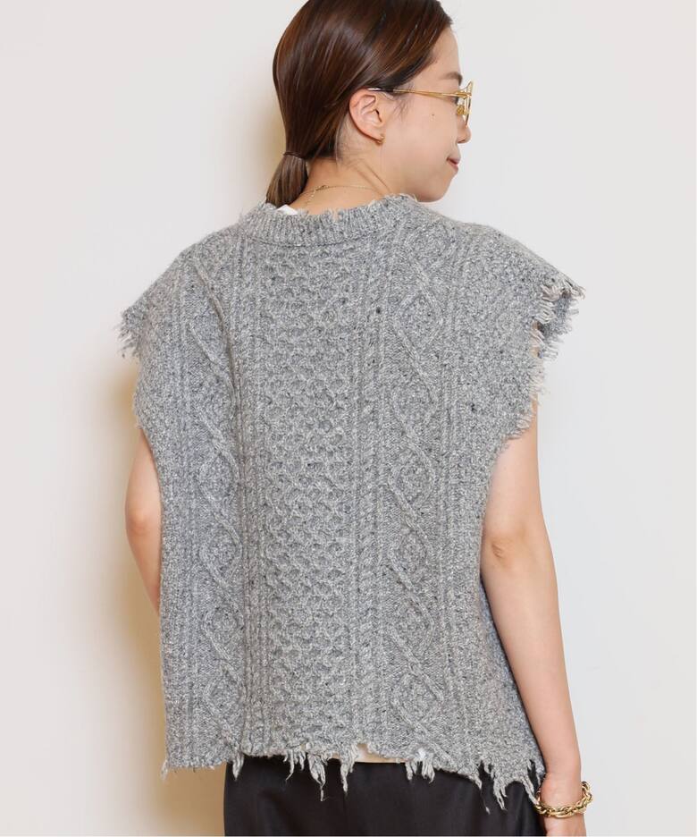 R13/アールサーティーン】BOYFRIEND CABLE SWEATER ベスト（ベスト 