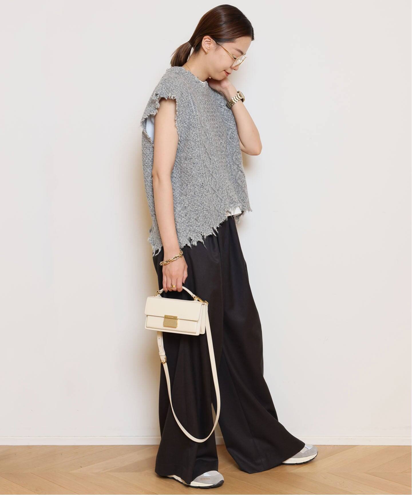 R13/アールサーティーン】BOYFRIEND CABLE SWEATER ベスト（ベスト 