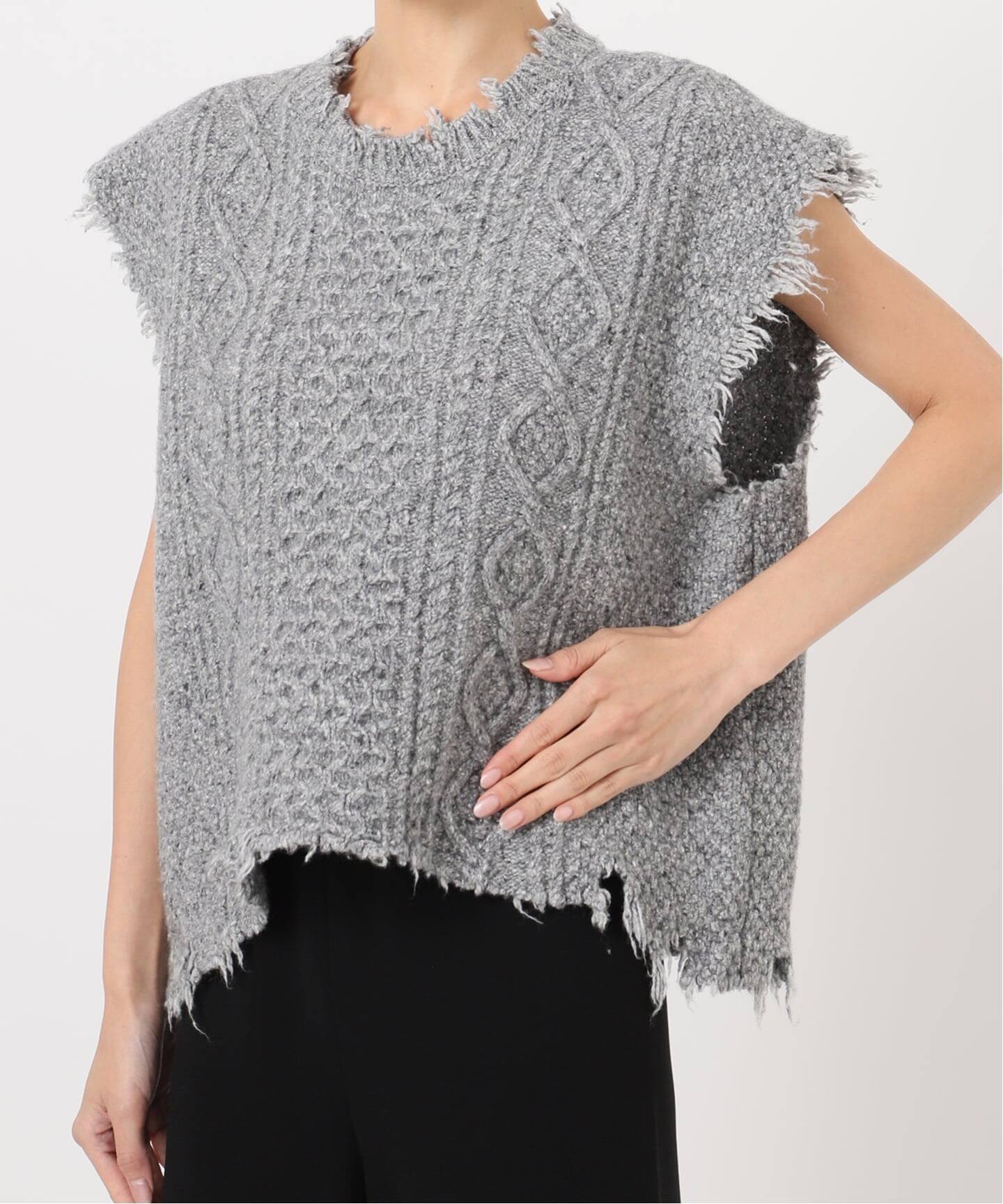 R13/アールサーティーン】BOYFRIEND CABLE SWEATER ベスト（ベスト 