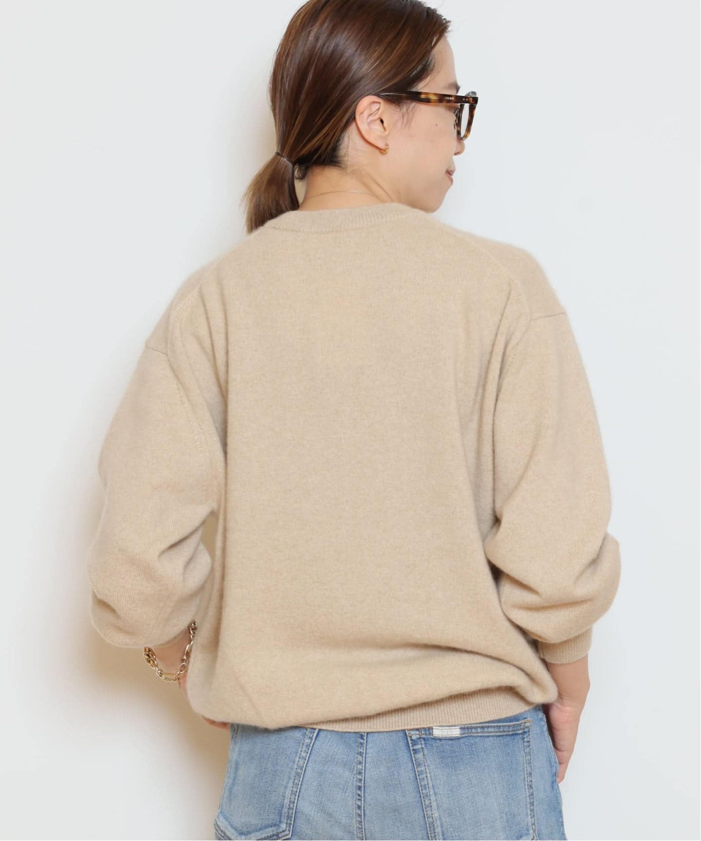 HERILL ベージュ クルーネックセーター 値下げ】HERILL CASHMERE GOLDENCASH CREW クルーネックニット 19 070