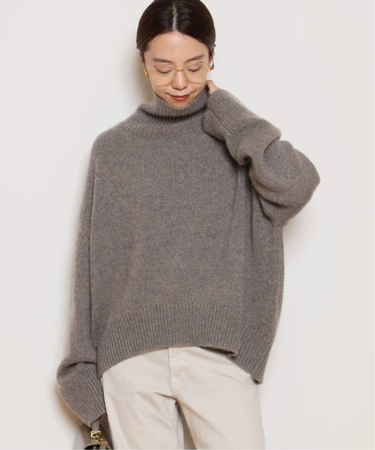 ドゥーズィエムクラス ミューズ ニット セーター ブラウン タートルネック R2W/アールツーダブリュー】CASHMERE タートルネックニット（ニット