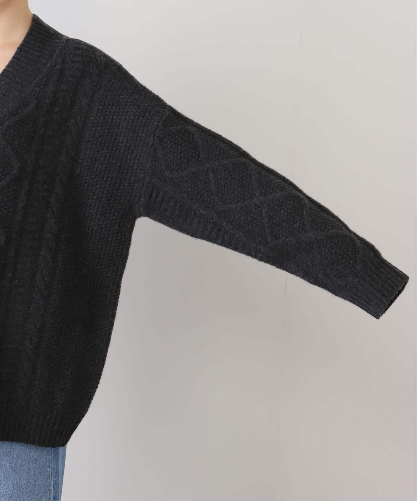 新品☆アパルトモン  *6397 C/N KNIT◆ カシミアベージュニット ムースタッチニット柄編みクルーネックトップス＜大きいサイズ有