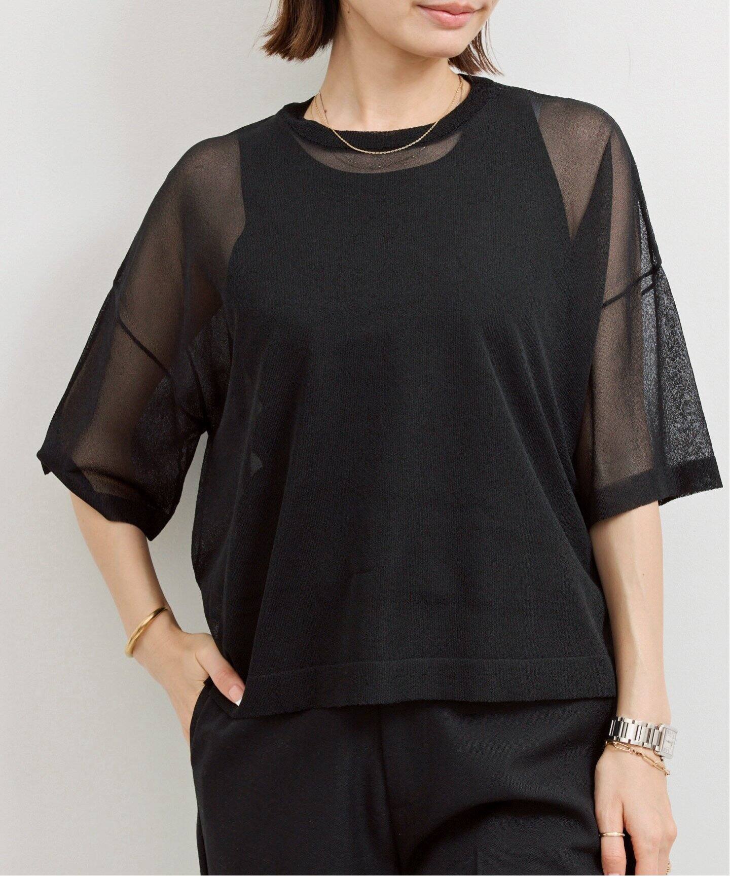 Sheer T-shirts（ニット／セーター）｜L 