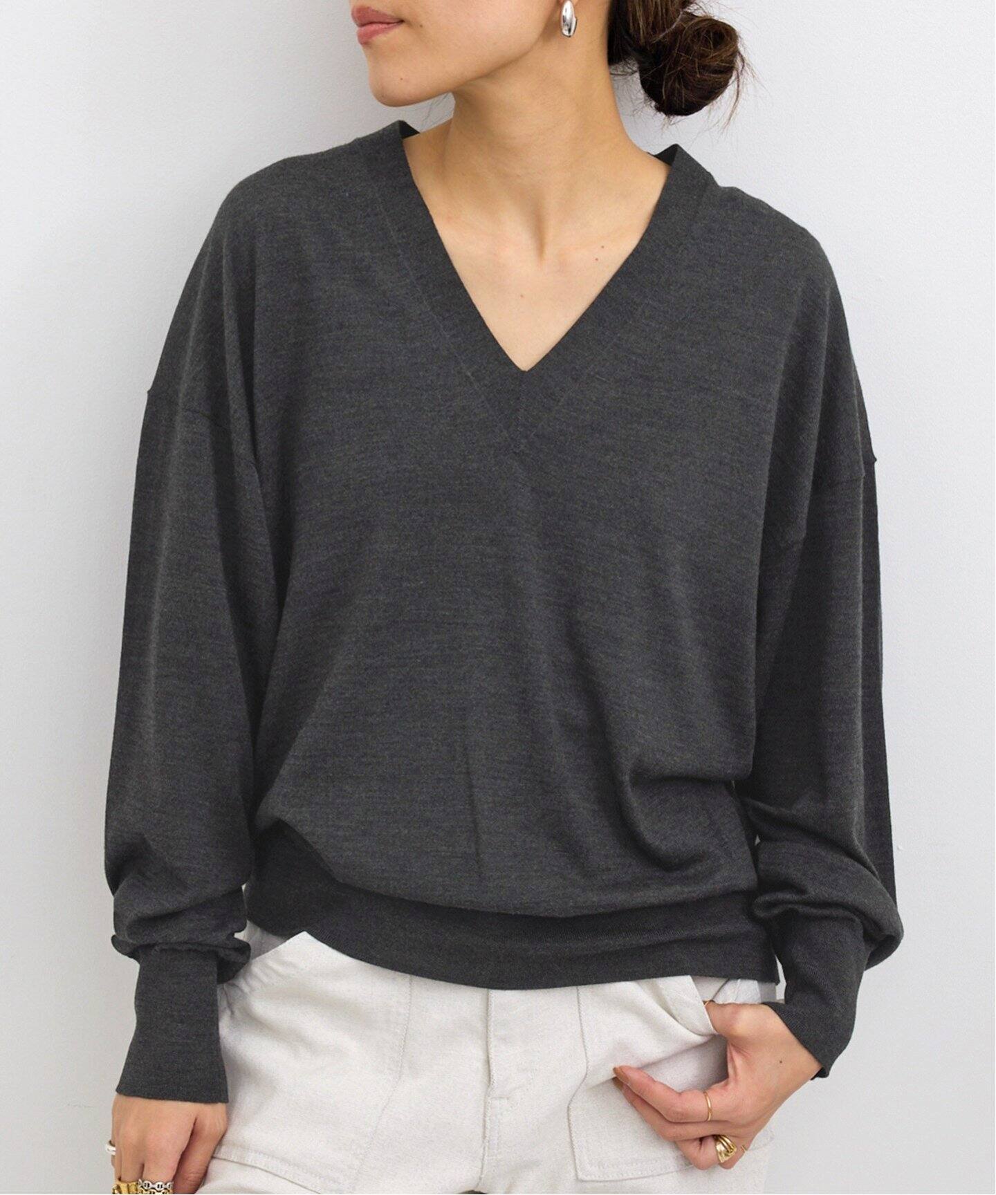 WISH High Gauge V Neck Pullover（ニット／セーター）｜L