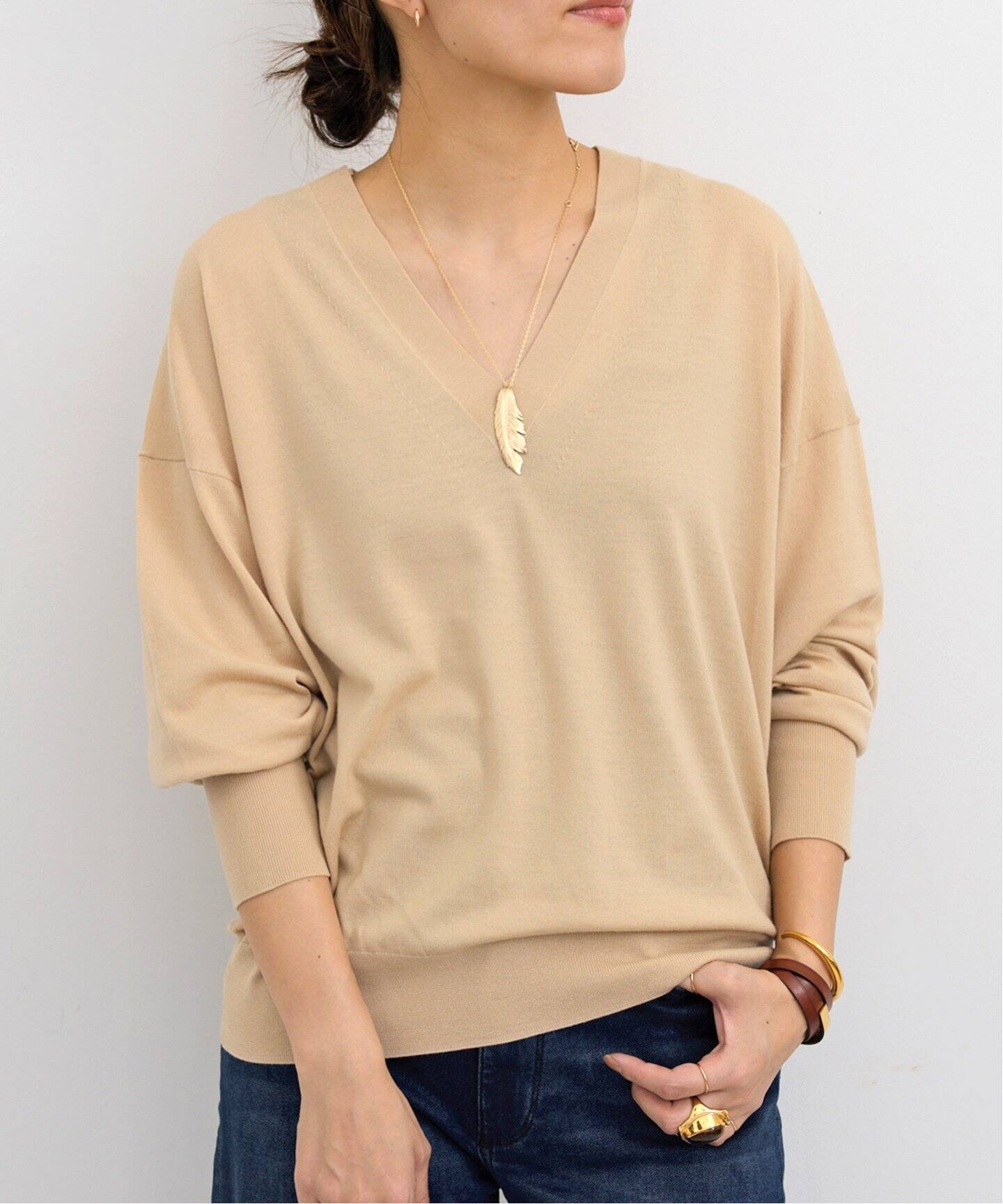 WISH High Gauge V Neck Pullover（ニット／セーター）｜L