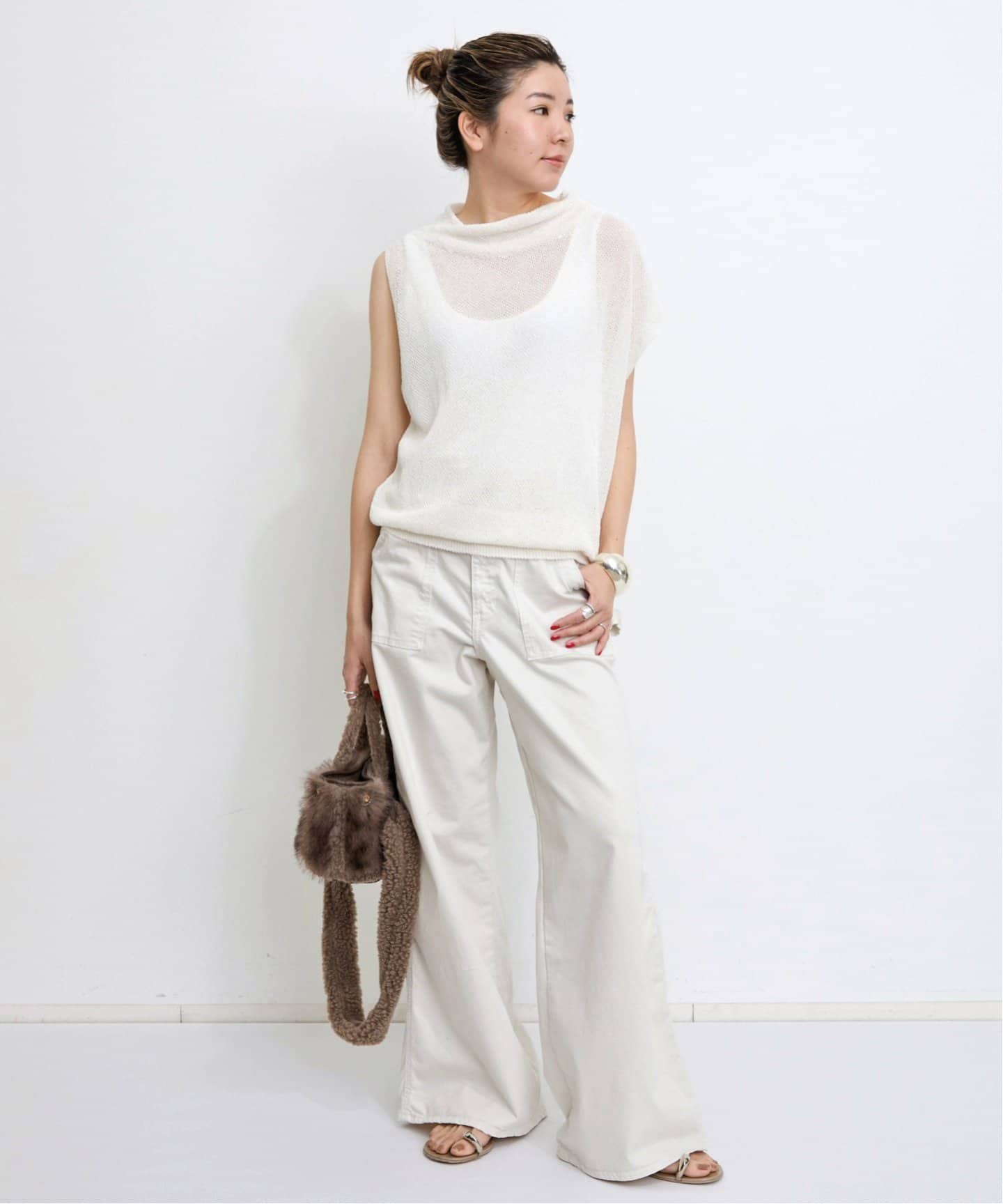 アパルトモン【新品】サマーニット Washable Rib Knit P/O WHITE MAILS セーター ニット WASHI＆COOMA LAMBS RIB KNIT