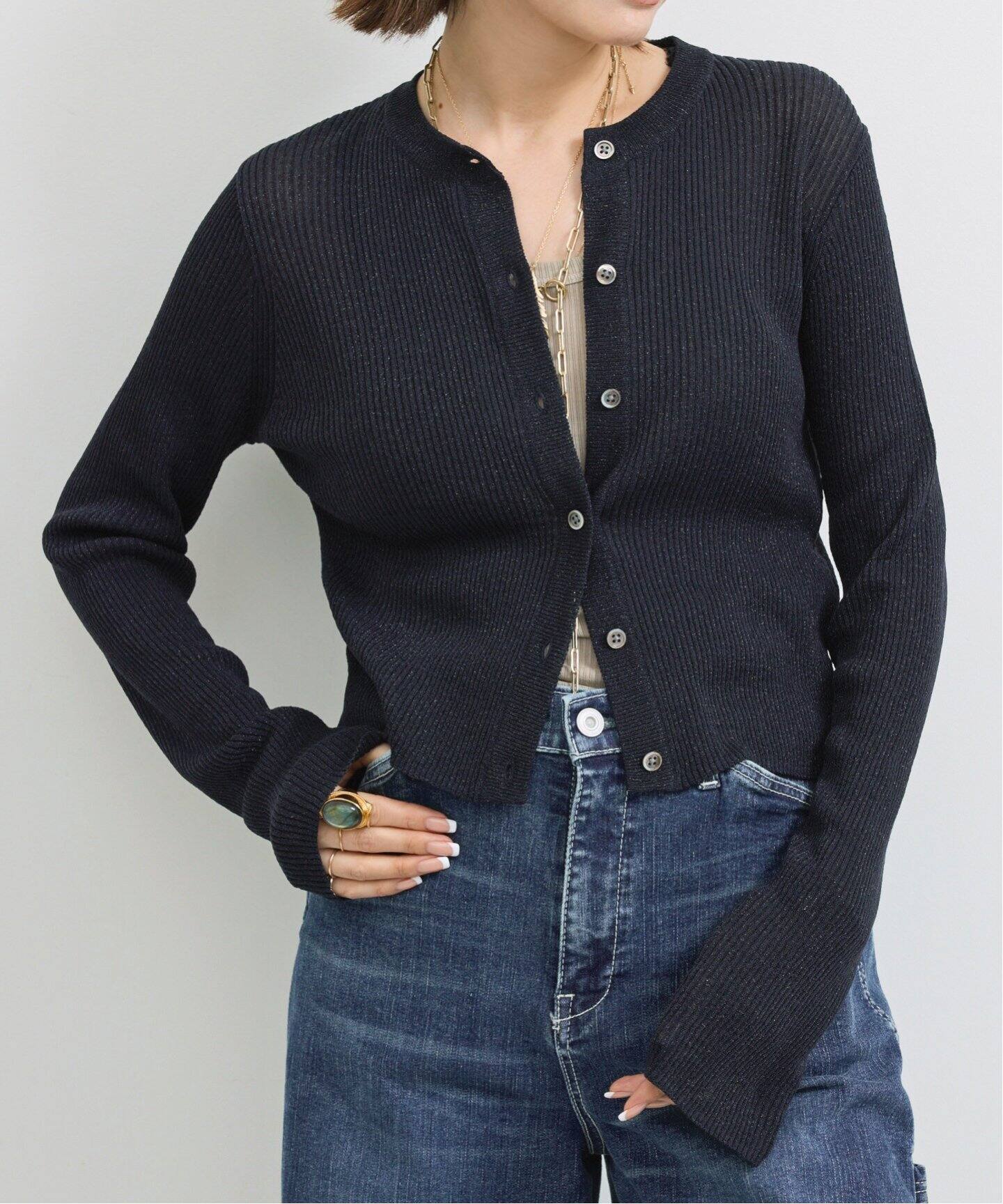 Rib Knit Cardigan（カーディガン）｜L
