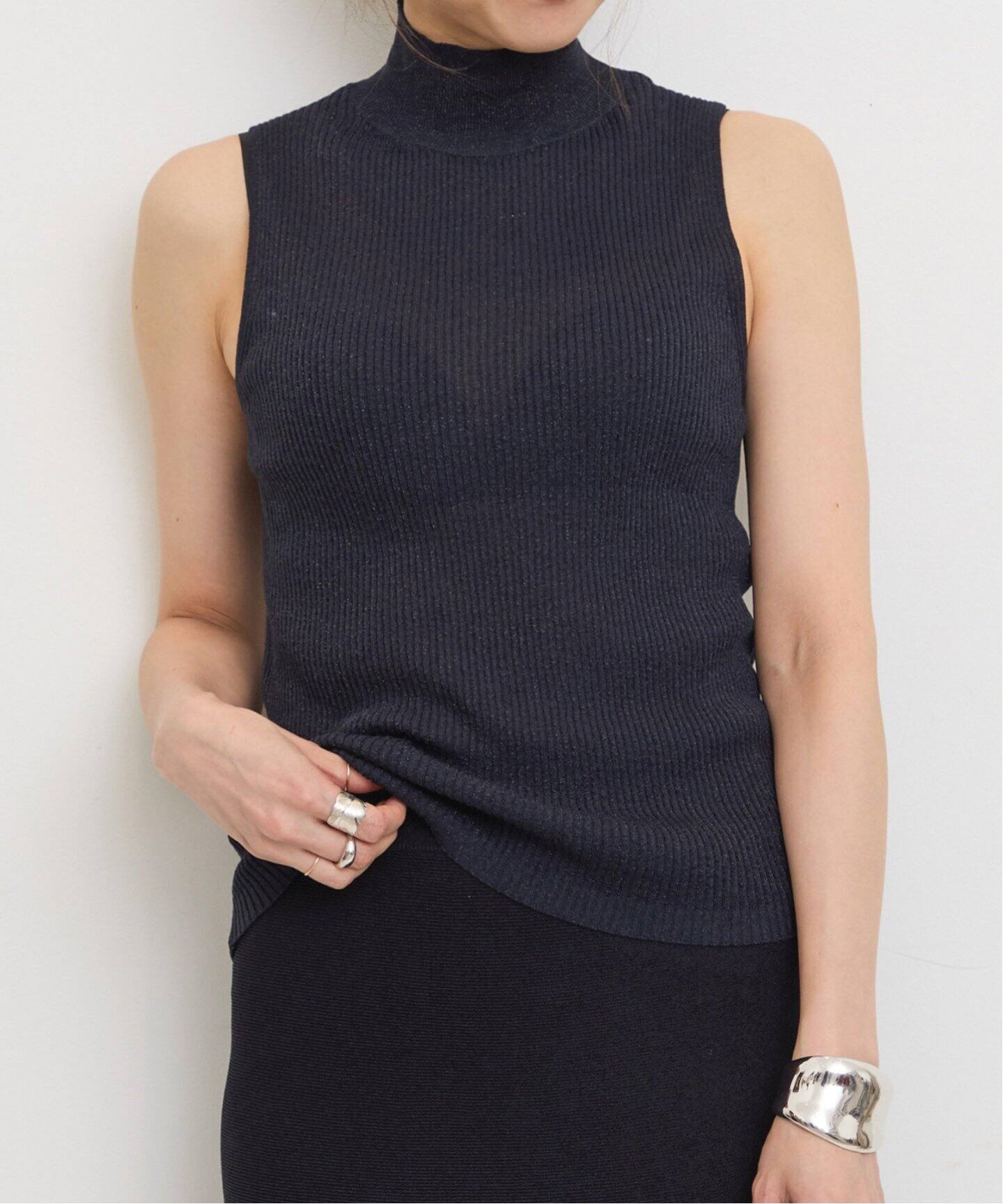 No Sleeve Rib Knit（ニット／セーター）｜L 