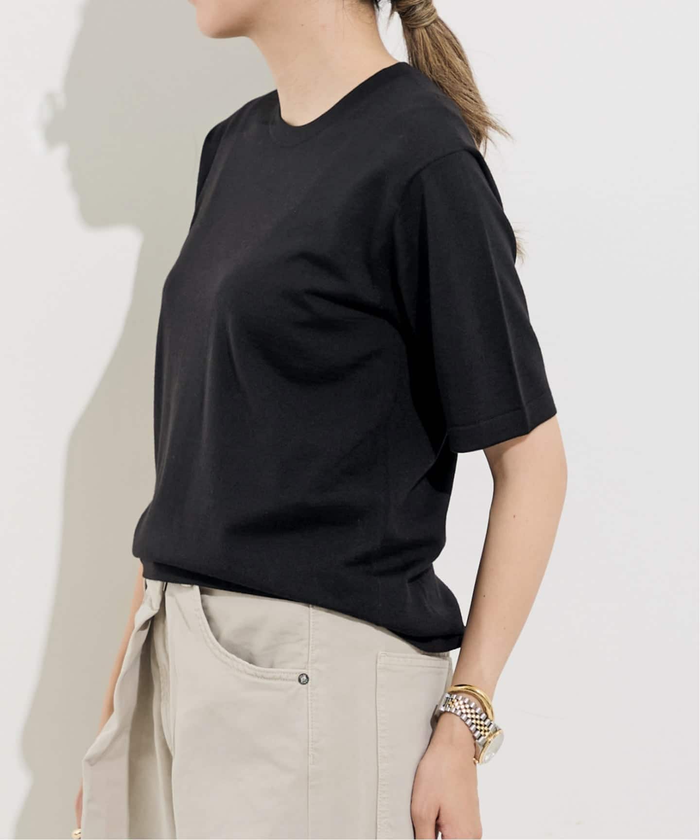 アパルトモン short sleeve  knit pullover ブラック アパルトモン short sleeve knit pullover ブラック