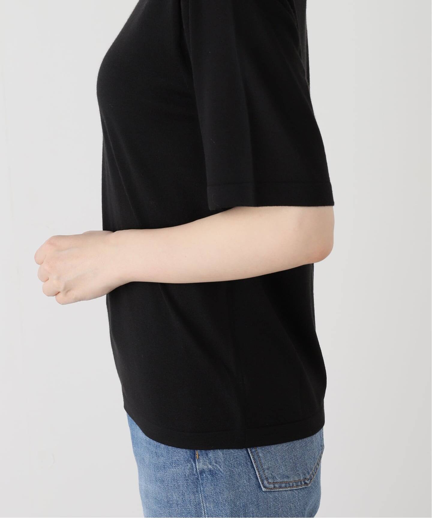 L'Appartement Half Sleeve Sweat ブラック LOOPWHEELER / ループウィラー | L'Appartement 取扱い x