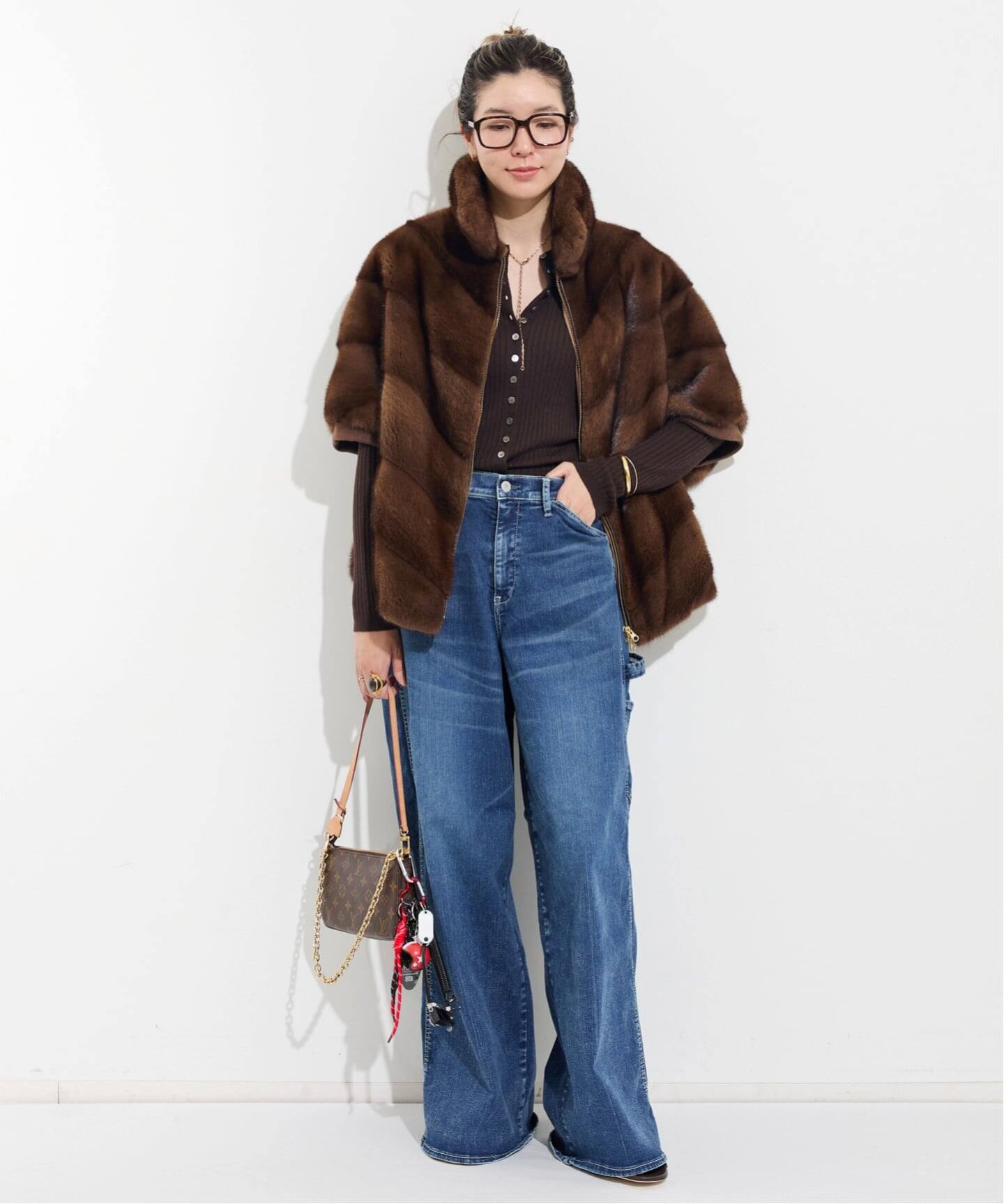 新品！アパルトモン RIB L/S TOP ブラウン RIB KNIT with BUTTON（ニット／セーター）｜L'Appartement