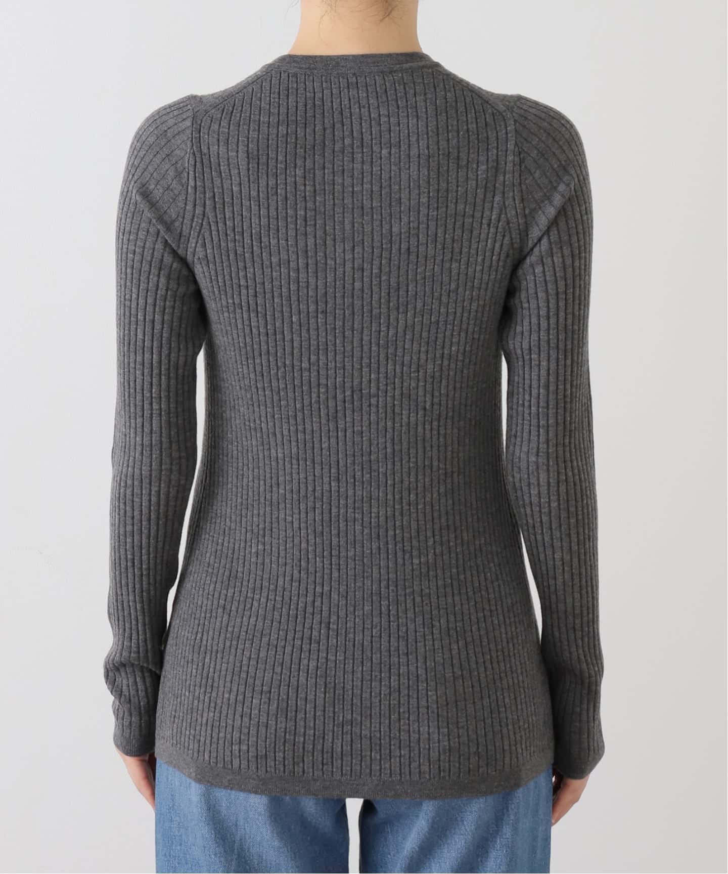 新品！アパルトモン RIB L/S TOP ブラウン RIB KNIT with BUTTON（ニット／セーター）｜L'Appartement