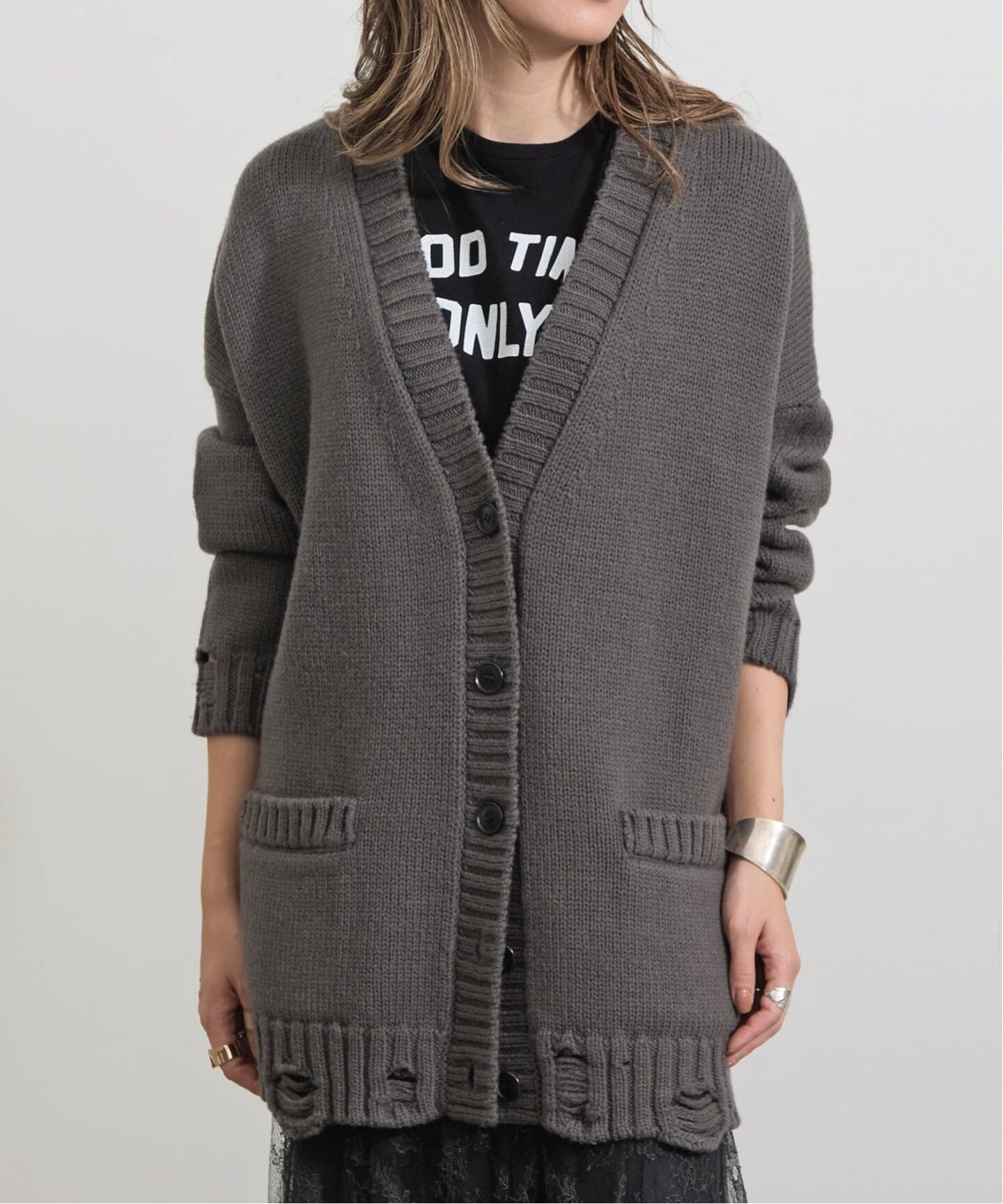 予約》Damage Knit Cardigan（カーディガン）｜L'Appartement