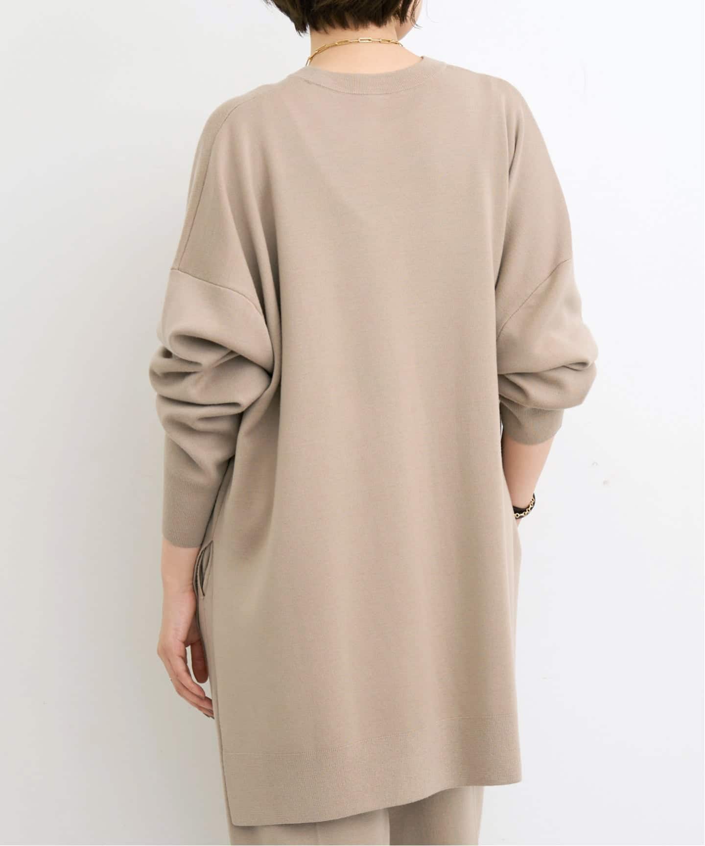 未使用級✨ アパルトモン カシミヤ混 サーマルニット ベージュ 18G Smooth Wide Pullover（ニット／セーター）｜L'Appartement