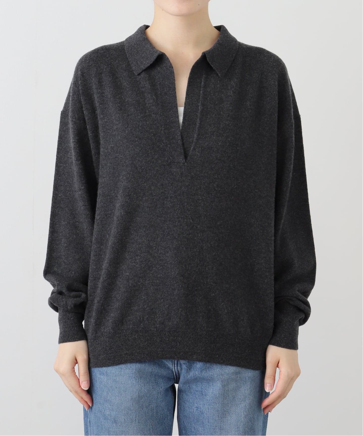 2023aw 定価31900円L'Appartement ニットプルオーバー 畦編クルーネックニットプルオーバー＜大きいサイズ有＞シック