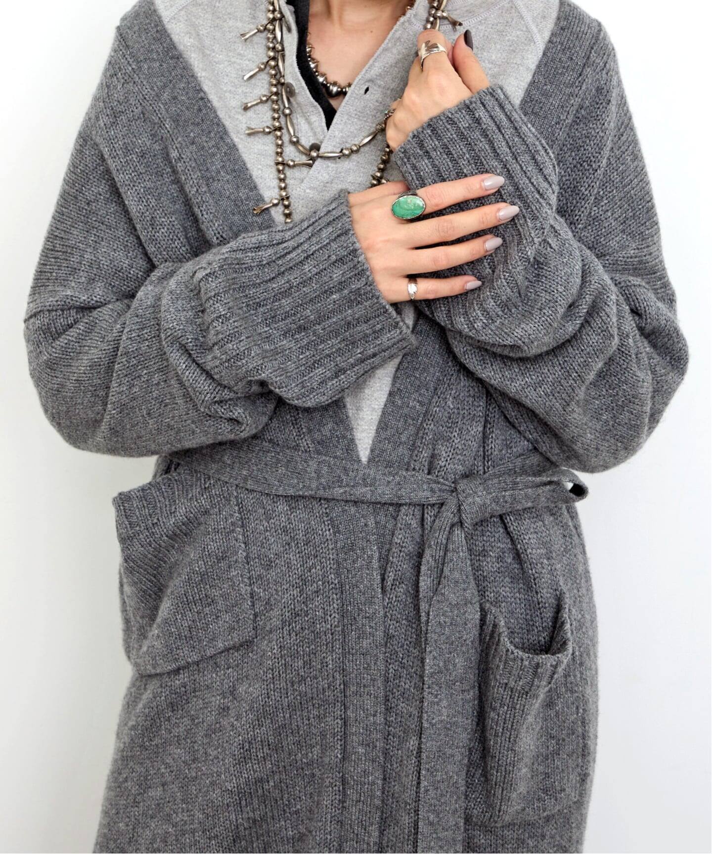 【日曜まで出品♪】エリー　ellie ドッグボタンニットコート　グレー 日曜まで出品♪】エリー ellie ドッグボタンニットコート グレー