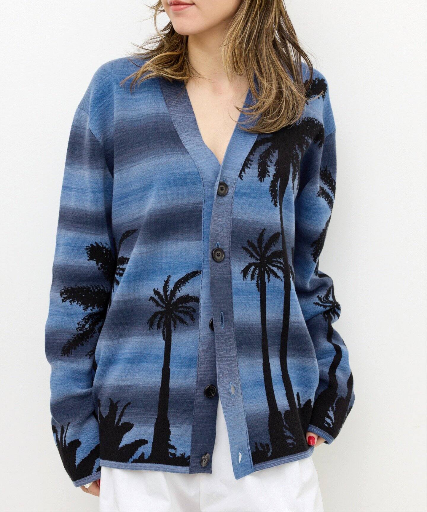 LANEUS/ラネウス】 PALMTREE KNITTED CARDIGAN（カーディガン）｜L 