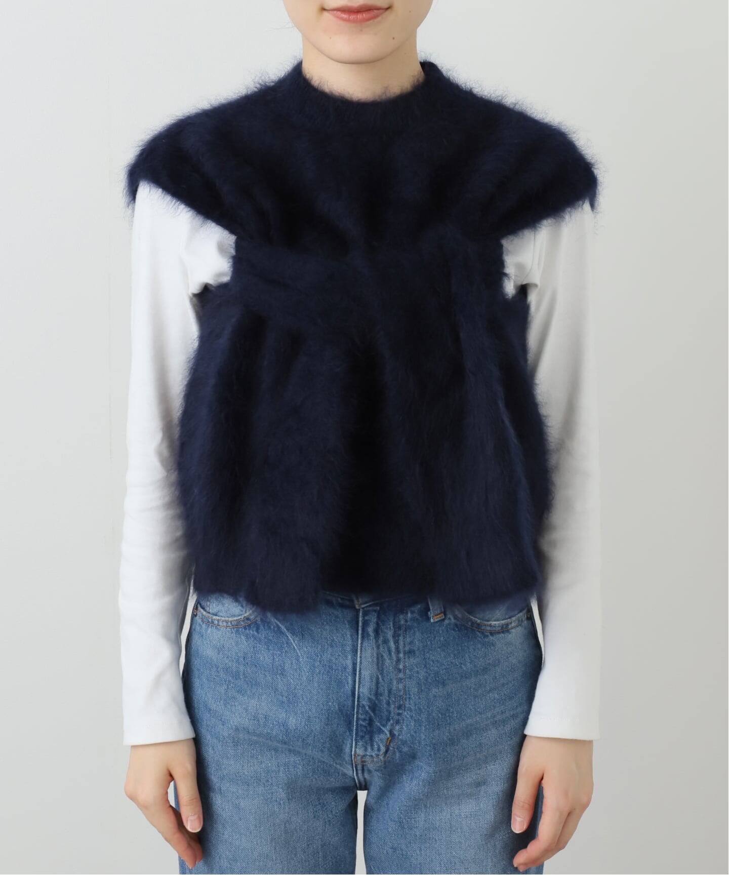 DOMELLE/ドメル】 FUR CASHMERE SWEATER VEST（ニット／セーター）｜L