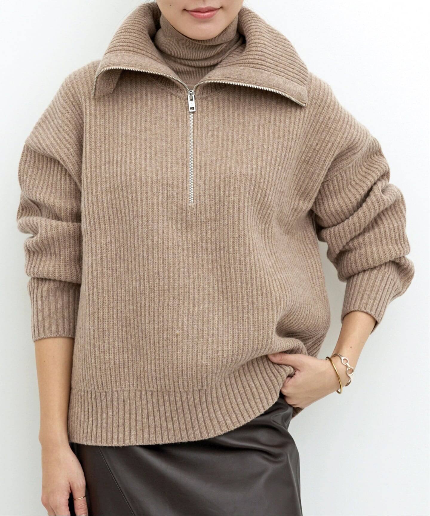 FILIPPA K/フィリッパ コー】 HALF ZIP RIBBED WOOL KNIT（ニット