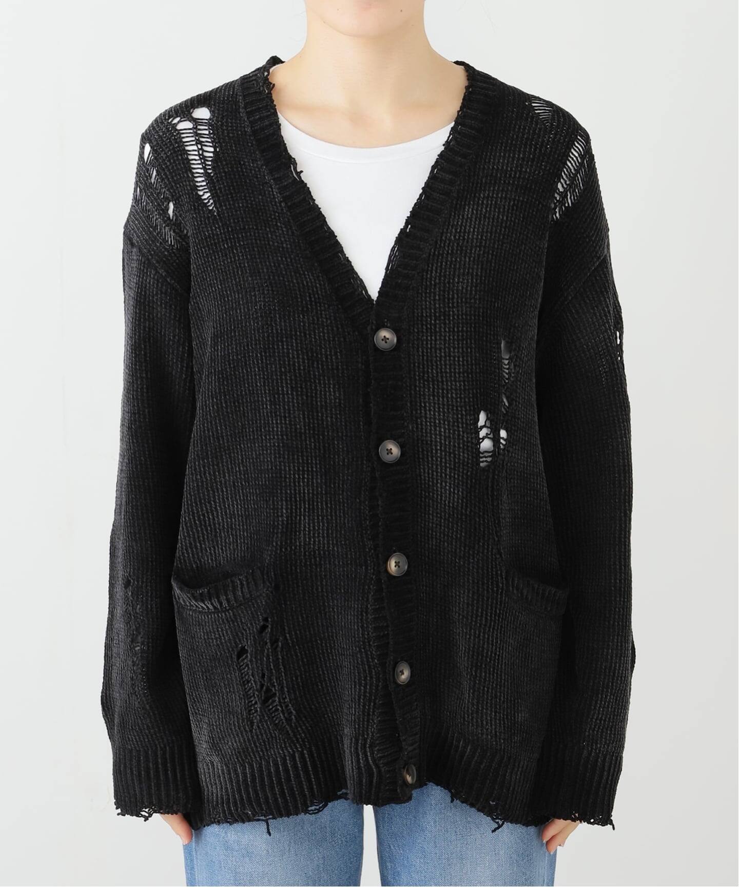L'Appartementアパルトモン チャンキーニットカーディガン ブラック BASIC KNIT CARDIGAN（カーディガン）｜L'Appartement