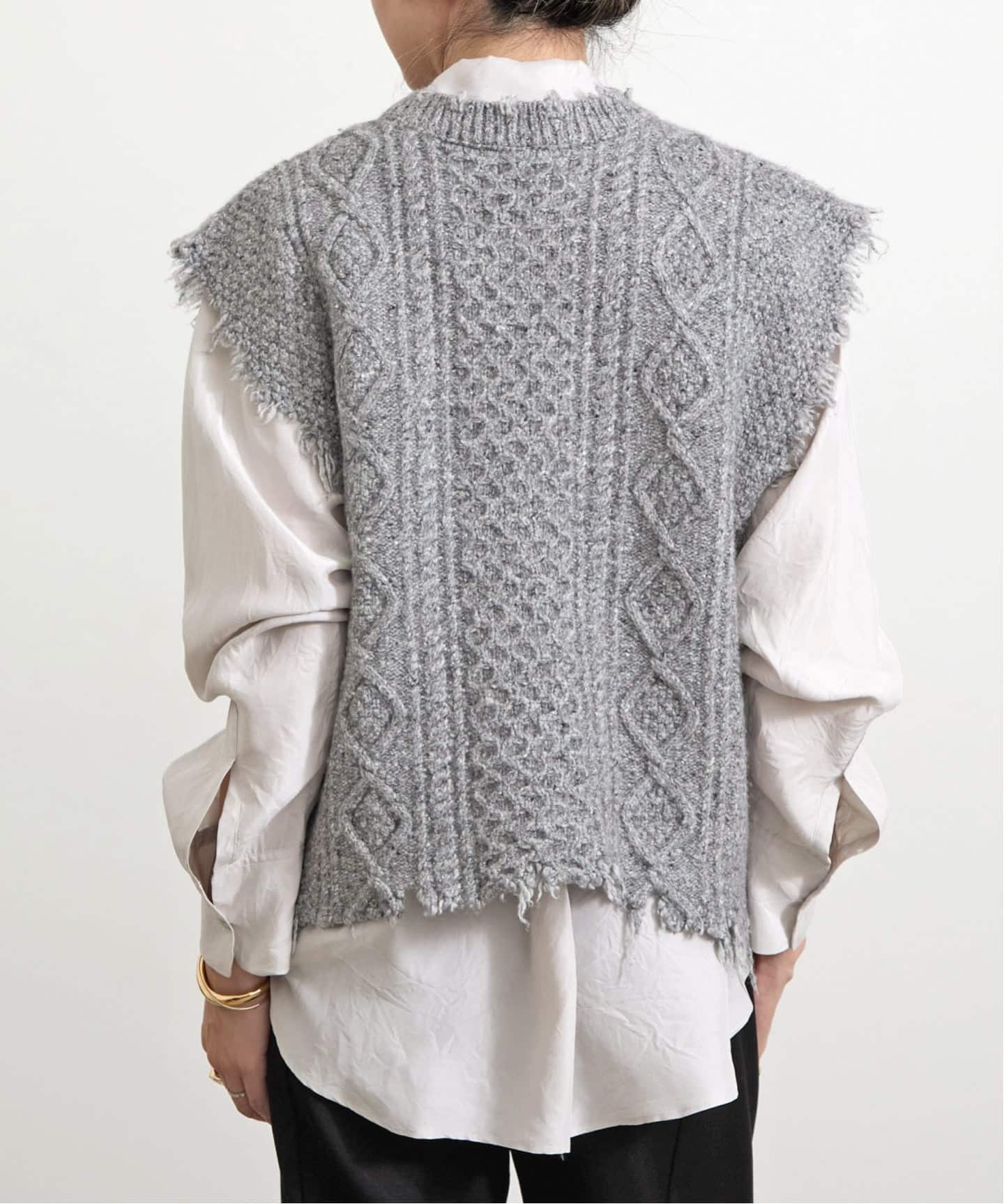 R13/アールサーティーン】 BOYFRIEND CABLE SWEATER VEST（ベスト）｜L