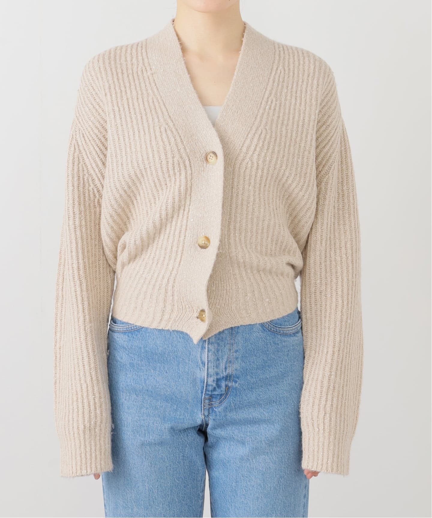 R13/アールサーティーン】 SPLIT HEM RIBBED CARDIGAN（カーディガン