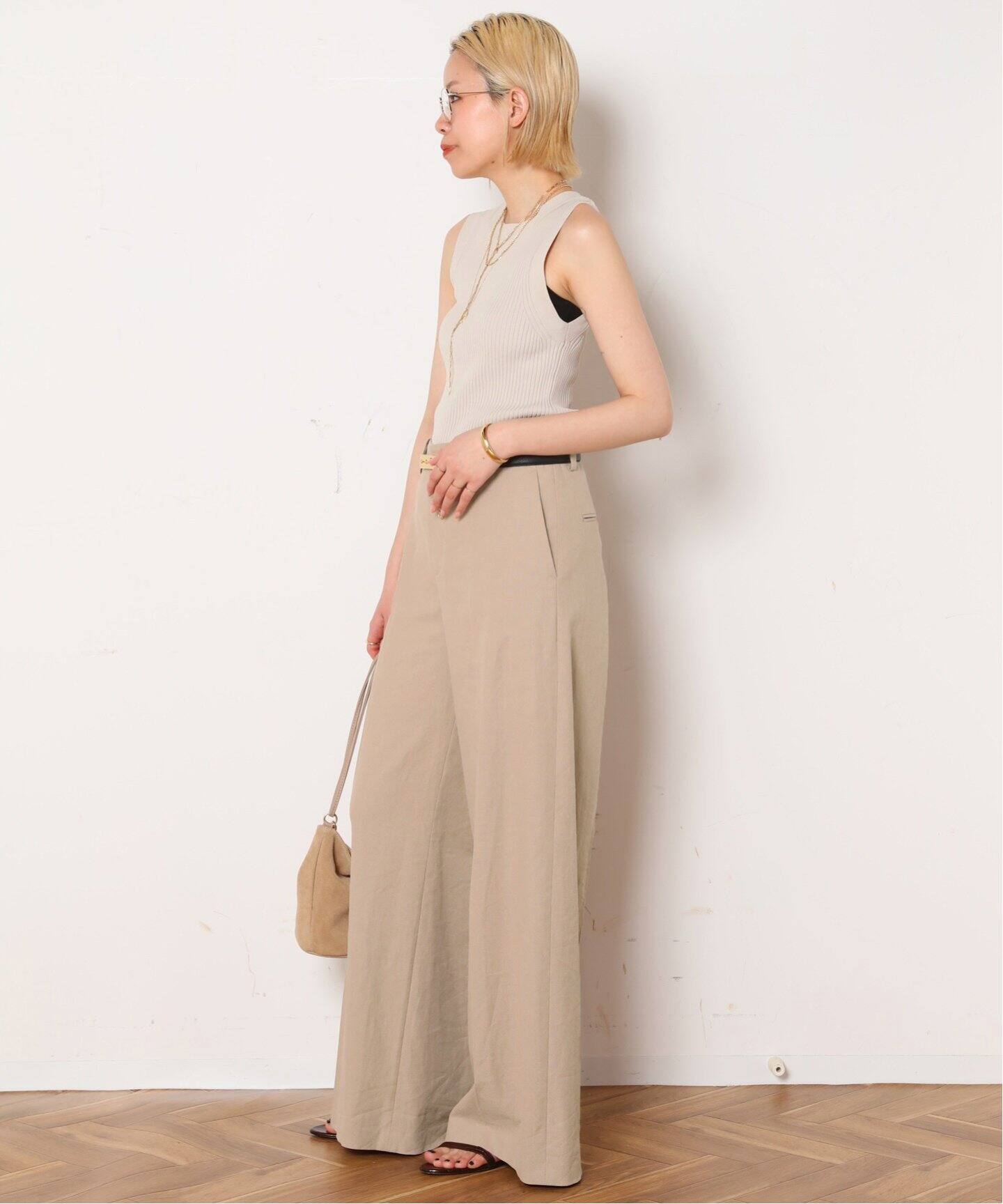 ワイドリブクルーネックノースリーブ（ニット／セーター）｜AP STUDIO