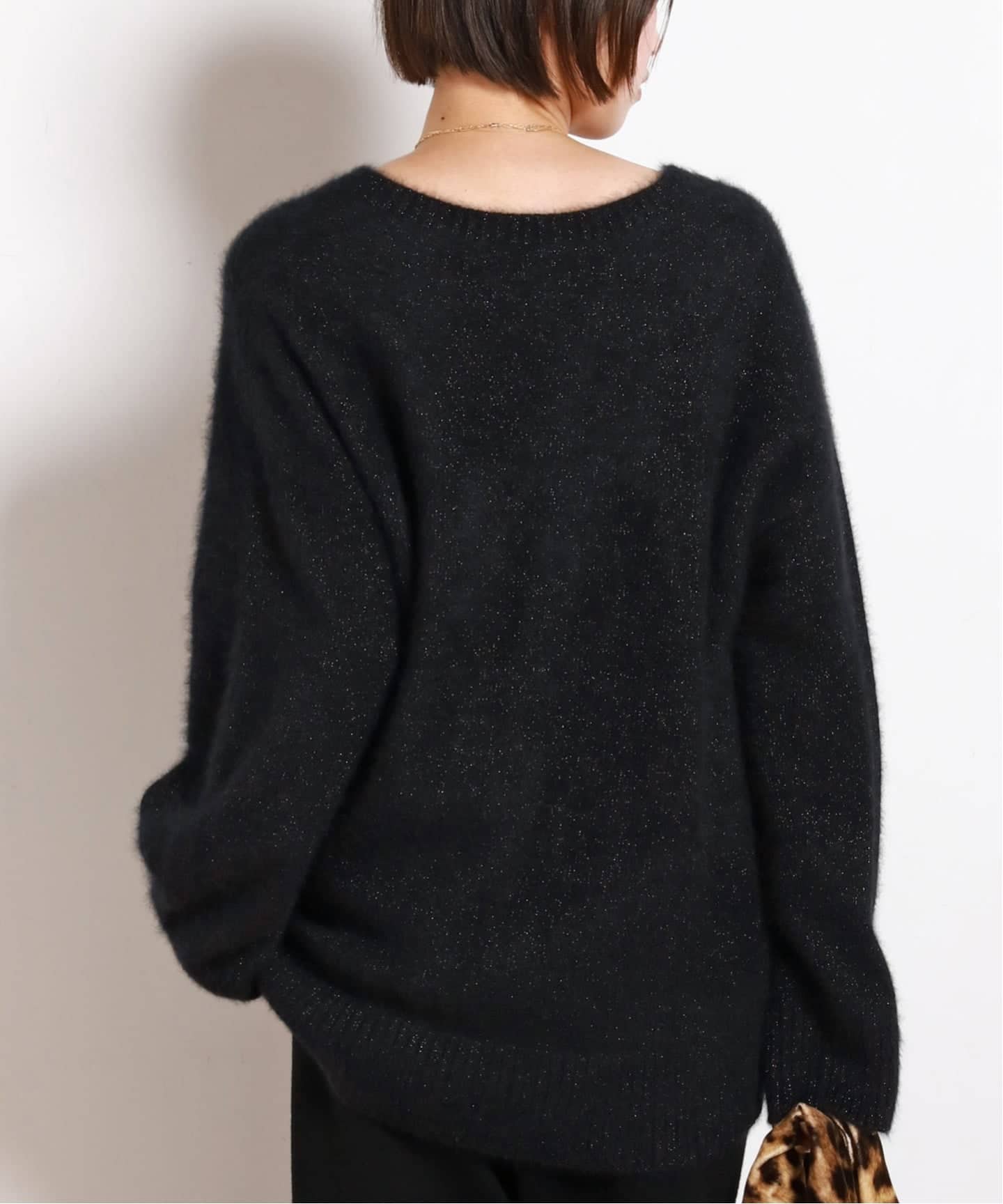 フォックスブレンドラメVネックプルオーバー（ニット／セーター）｜AP