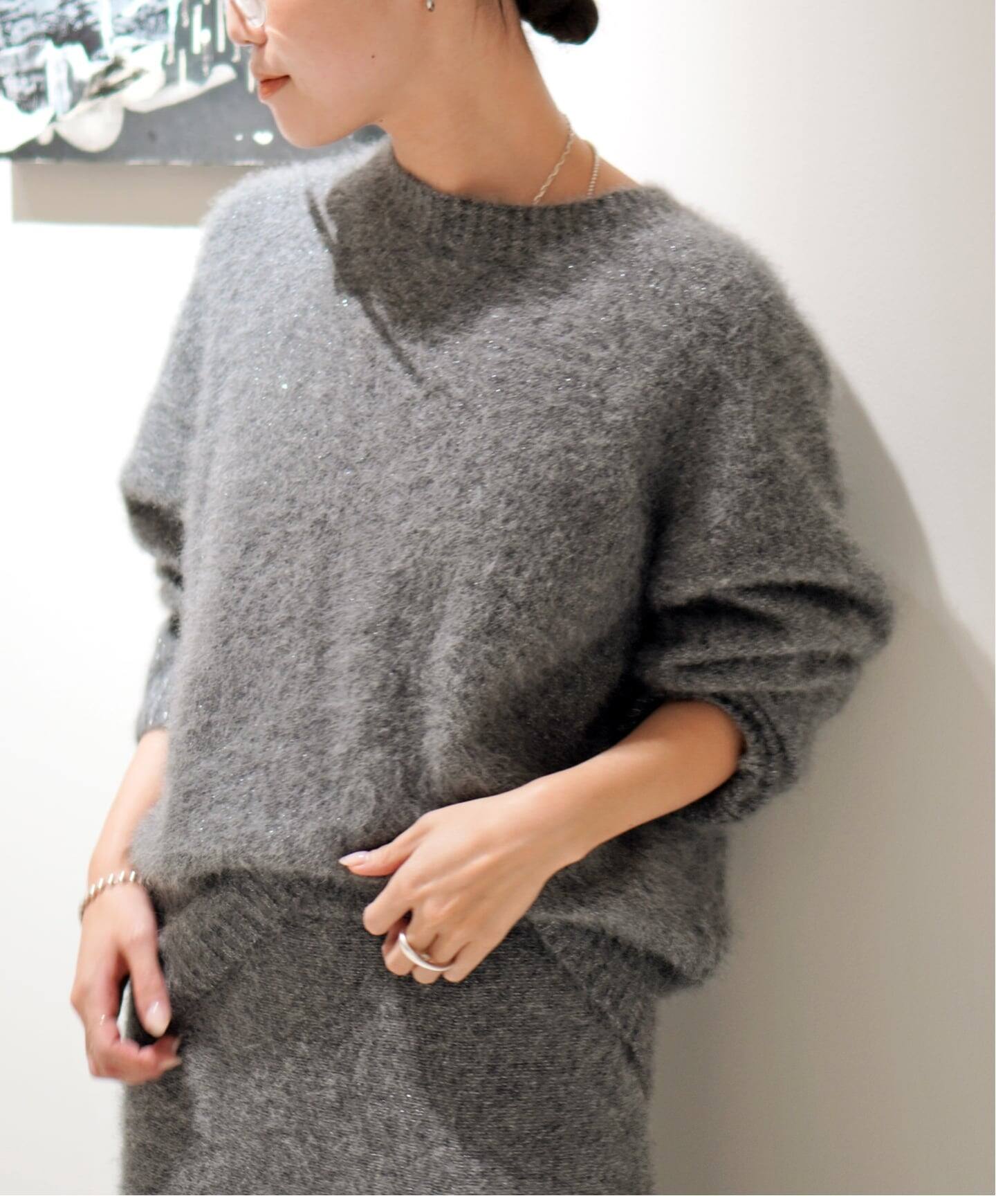 フォックスブレンドラメクルーネックプルオーバー（ニット／セーター