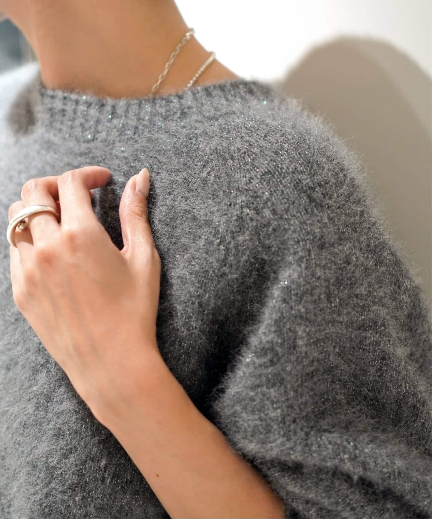 フォックスブレンドラメクルーネックプルオーバー（ニット／セーター