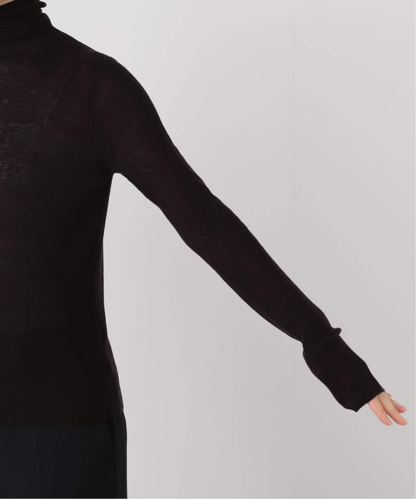 【美品✨】AP STUDIO シルク混　リブタートルニット　ブラック 美品✨】AP STUDIO シルク混 リブタートルニット ブラック