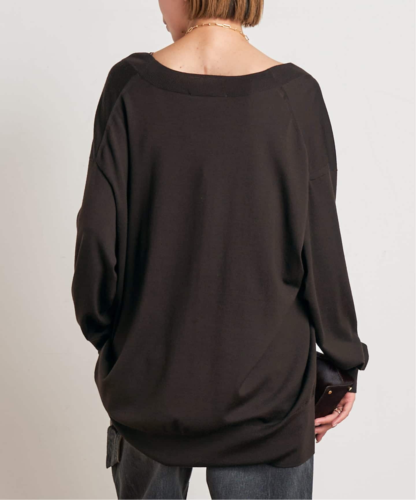 AP STUDIO ディープVネックニット ブラウン 予約》ディープVネックニット（ニット／セーター）｜AP STUDIO