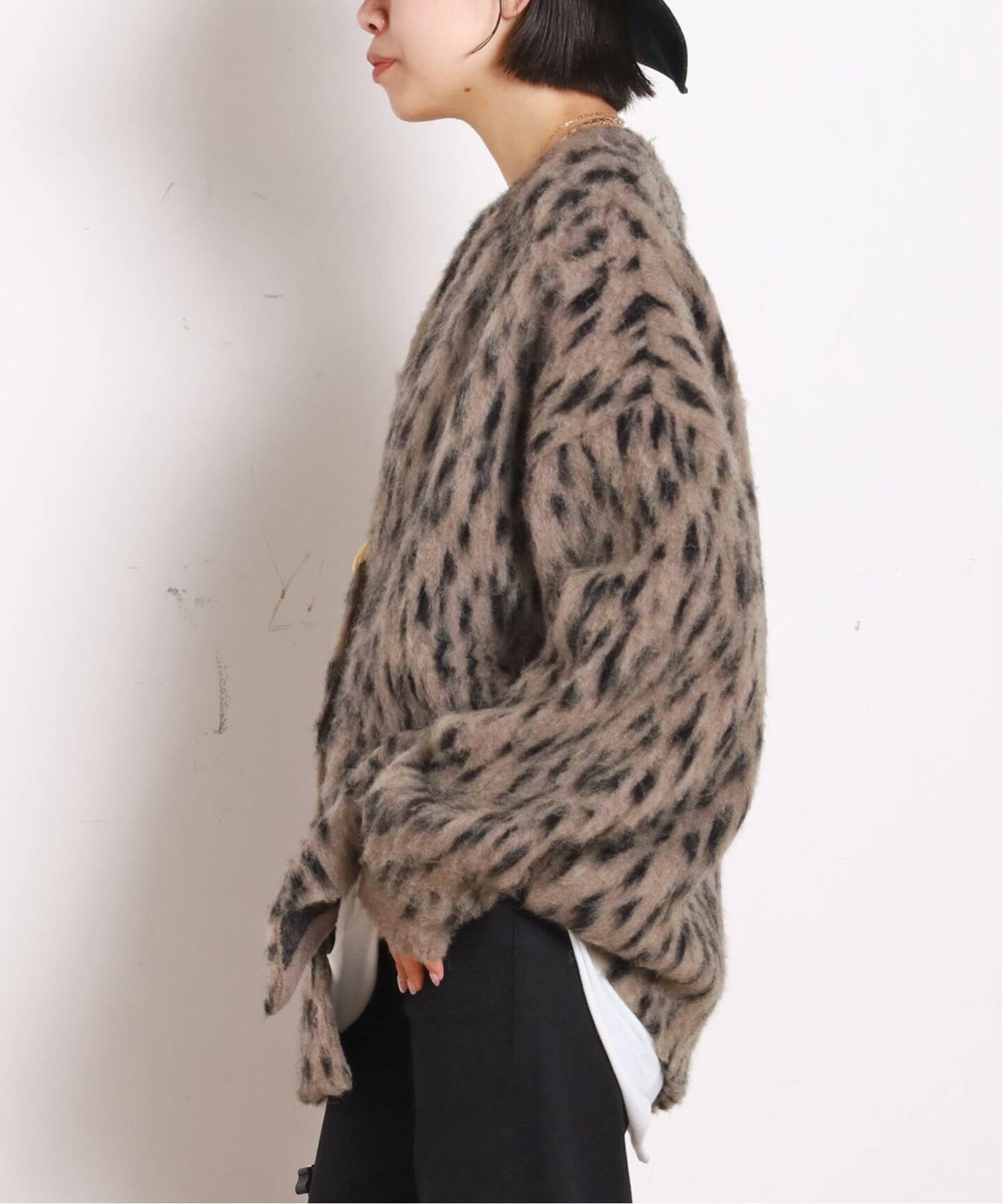 AP STUDIO レオパードジャガードカーディガン レオパードジャガードカーディガン（ニット／セーター）｜AP STUDIO