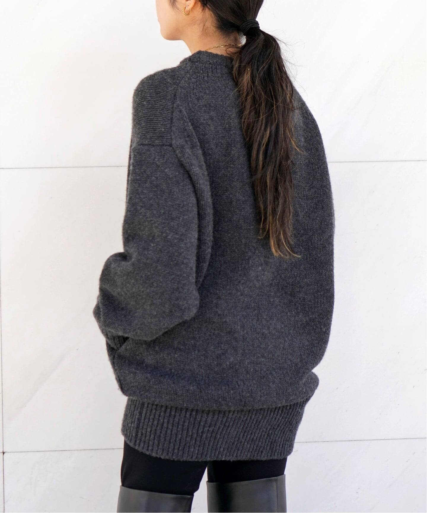 ウールカシミヤクルーネックチュニックニット（ニット／セーター）｜AP