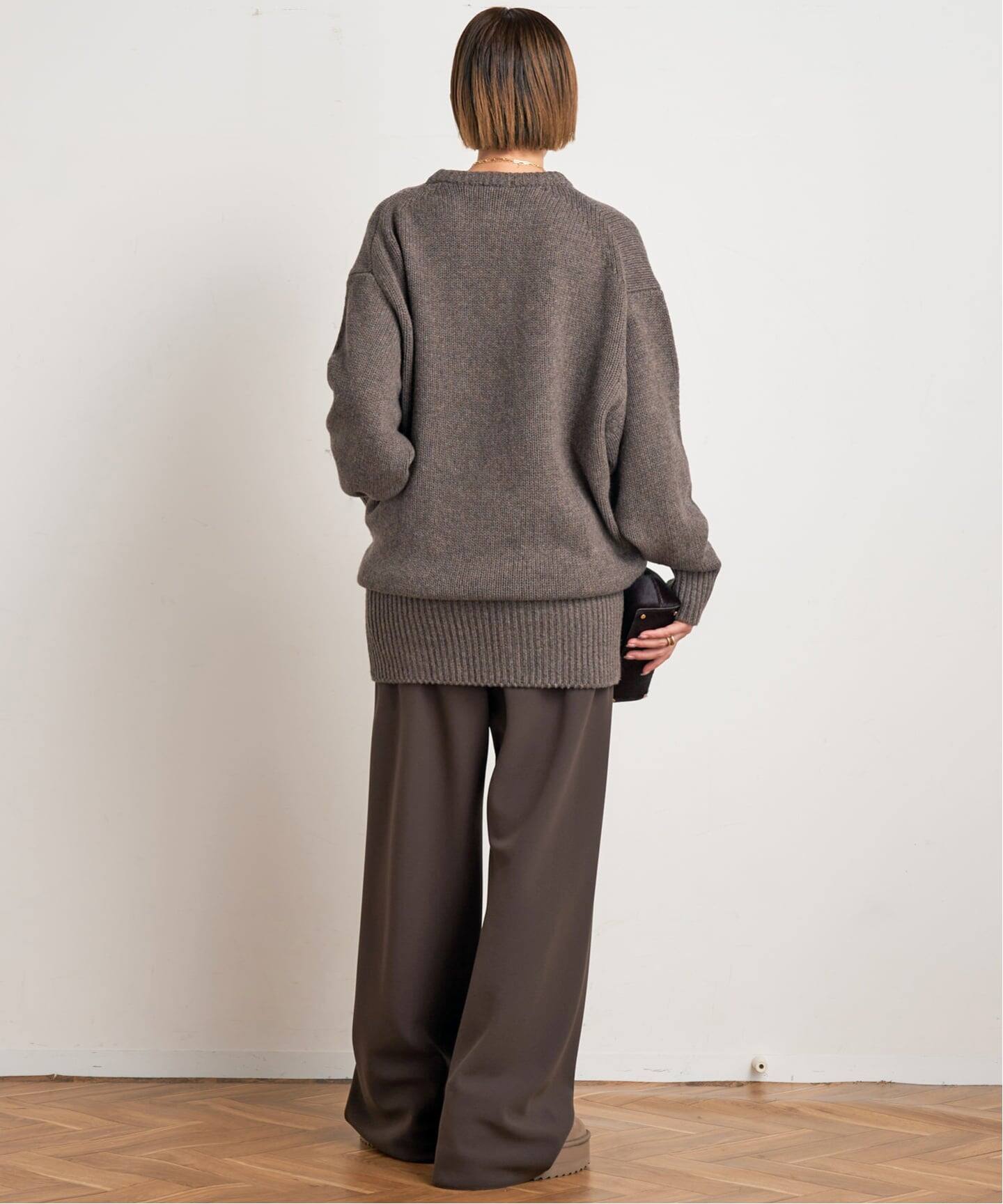 ウールカシミヤクルーネックチュニックニット（ニット／セーター）｜AP