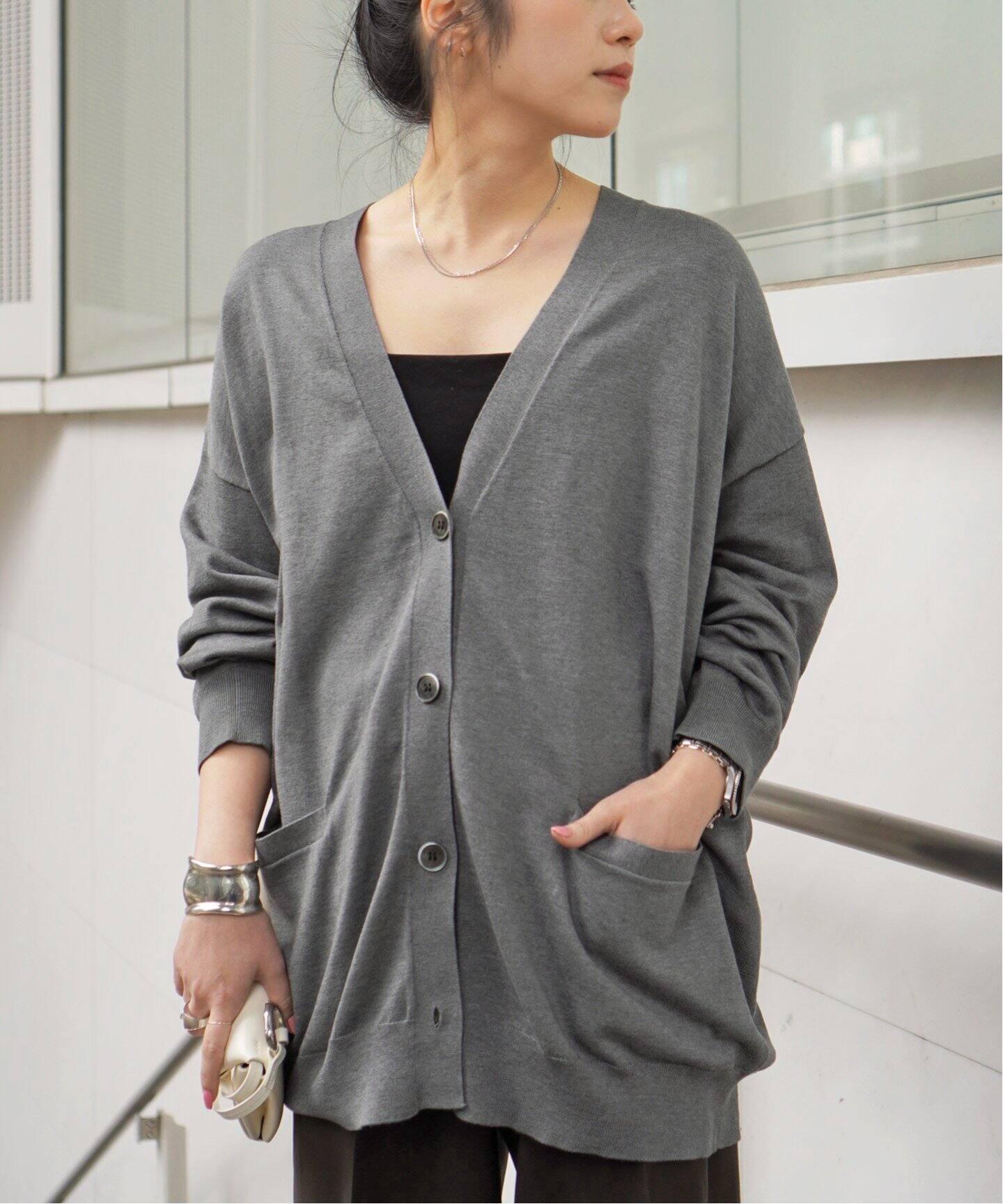 シルクコットンハイゲージカーディガン（カーディガン）｜AP STUDIO  