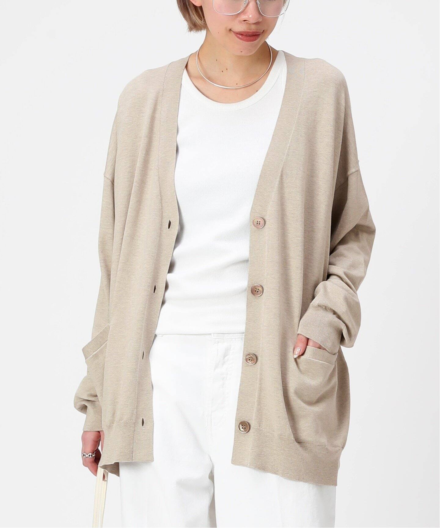 シルクコットンハイゲージカーディガン（カーディガン）｜AP STUDIO  